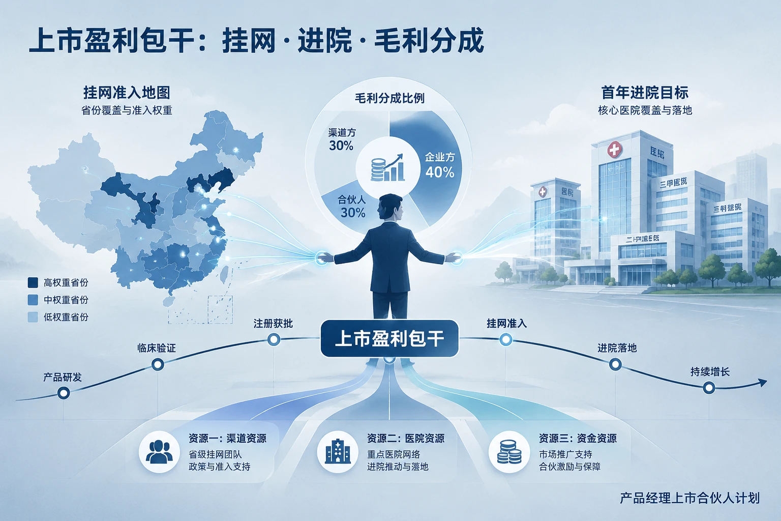 高值耗材产品经理上市盈利包干：挂网省份、进院数与毛利分成设计