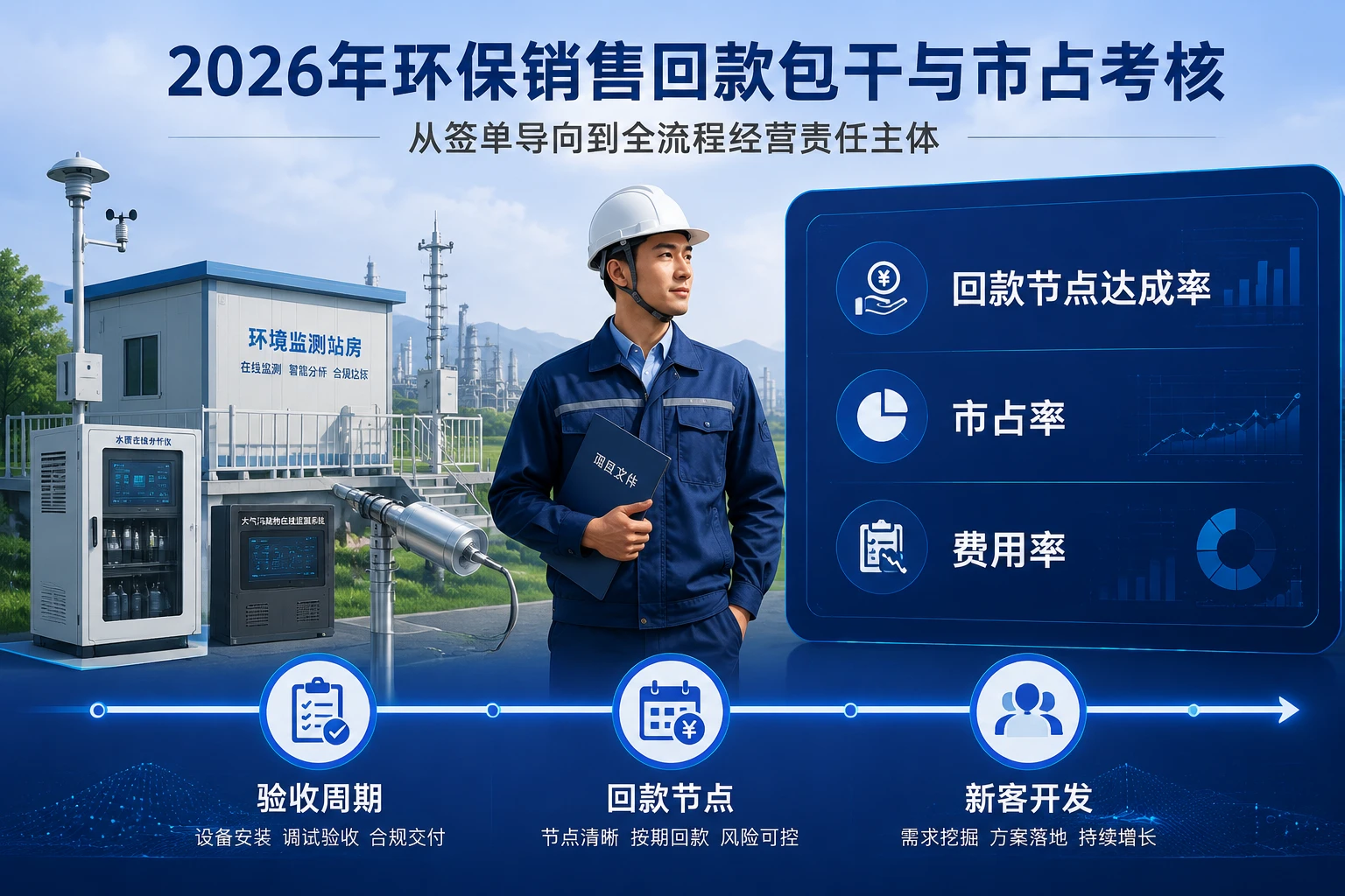 2026年环保销售回款包干与市占考核：验收周期、回款节点及新客开发