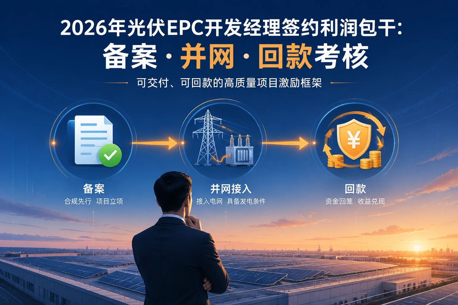 2026年光伏EPC开发经理签约利润包干：备案通过率、并网接入与回款进度考核