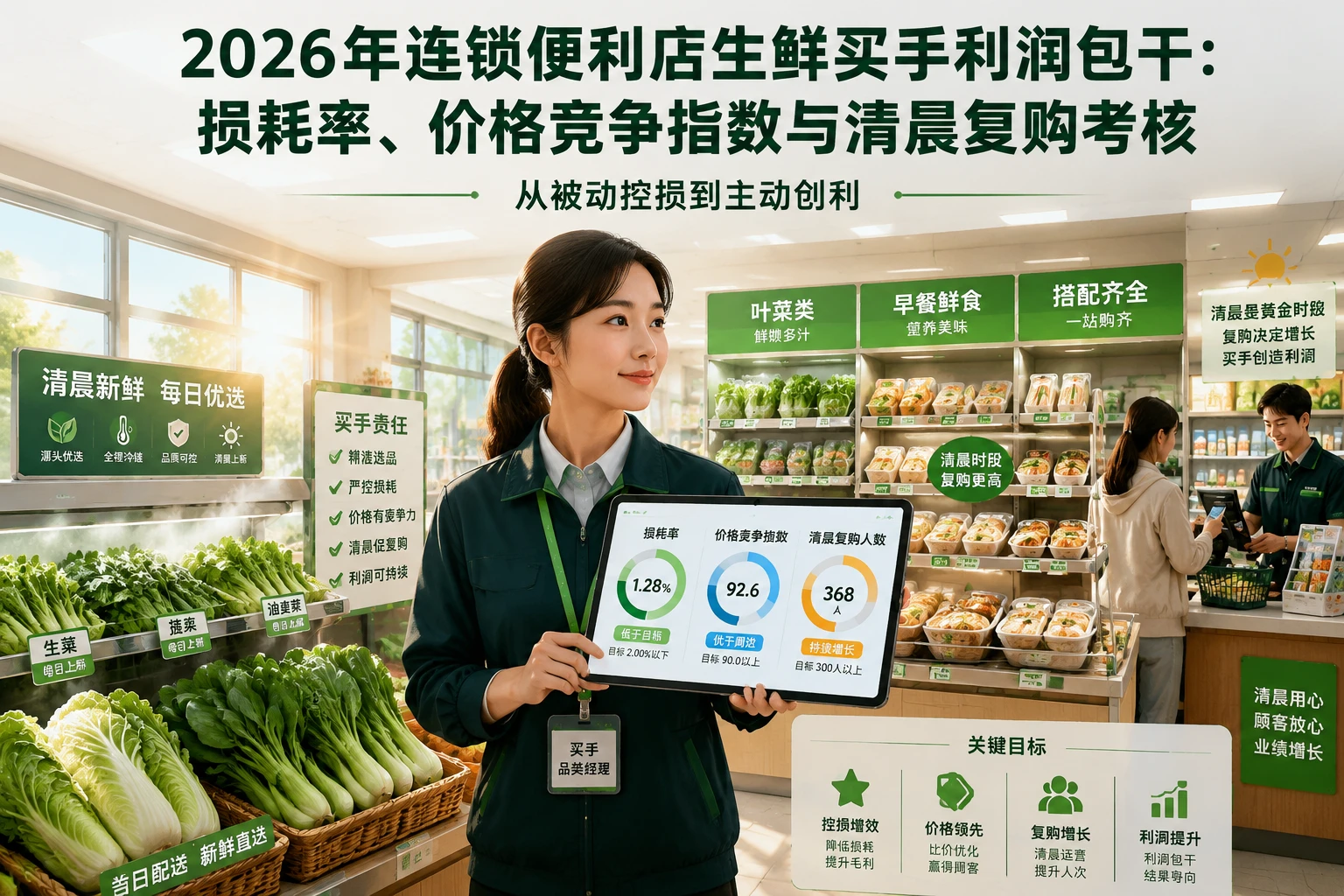 2026年连锁便利店生鲜买手利润包干：损耗率、价格竞争指数与清晨复购考核