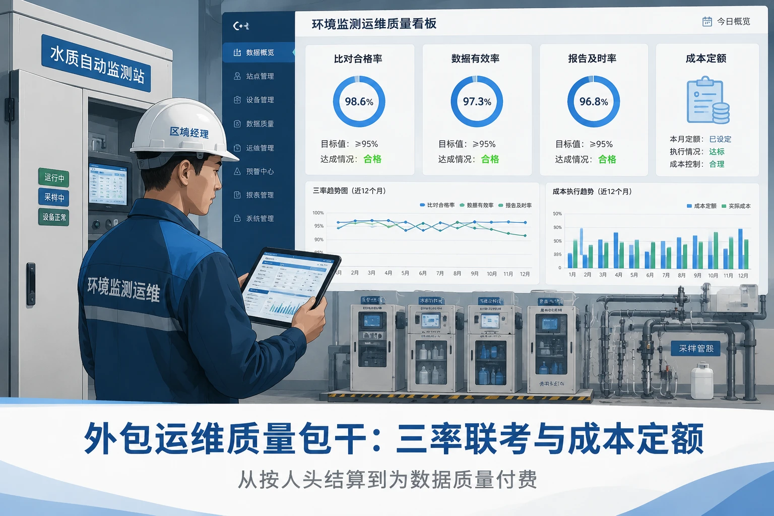 环境监测区域经理质量包干方案：水站气站外包运维考核、比对合格率与成本定额联动