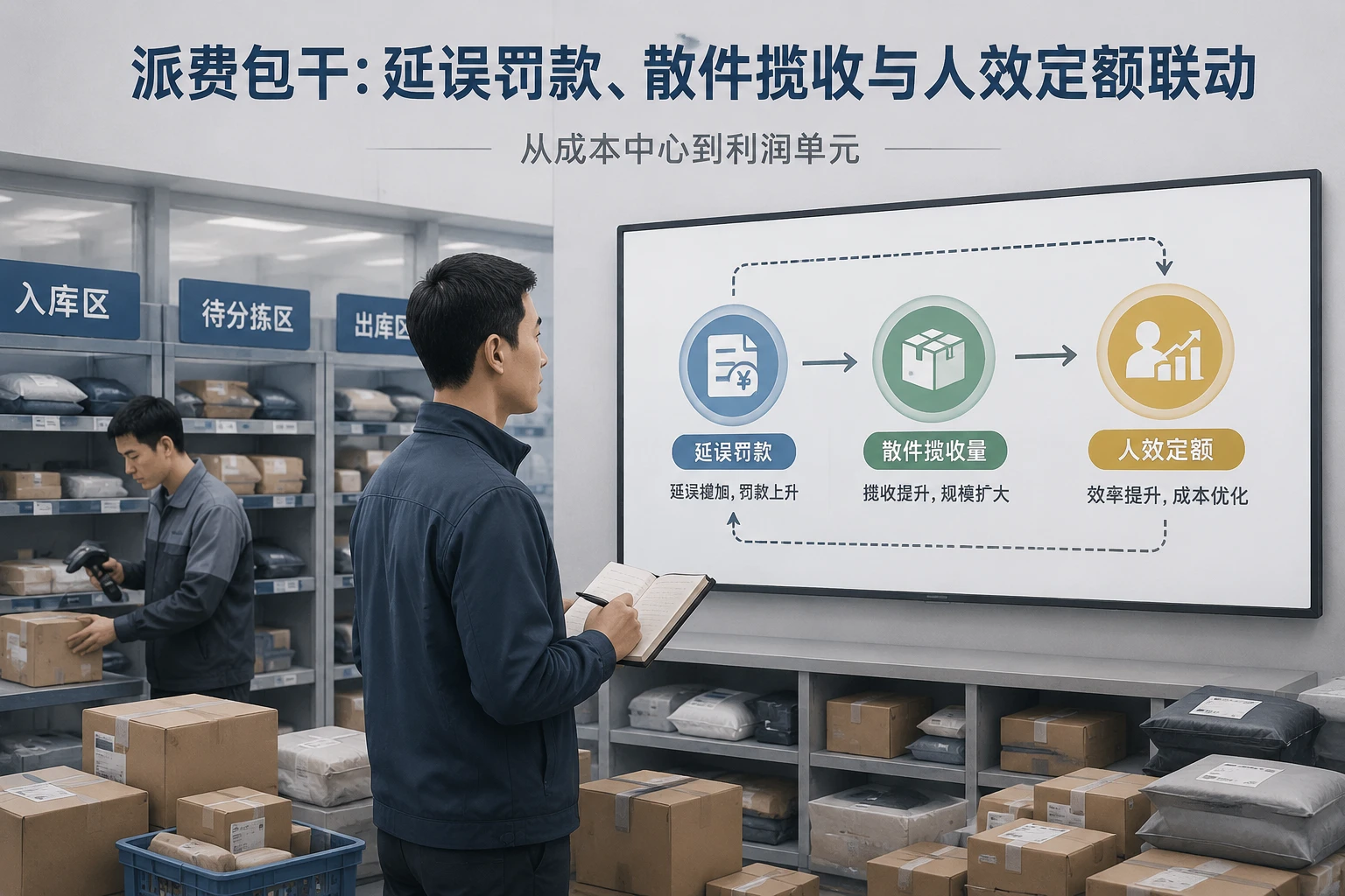快递共配片区经理派费包干考核：延误罚款、散件揽收与人效定额联动（2026年版）