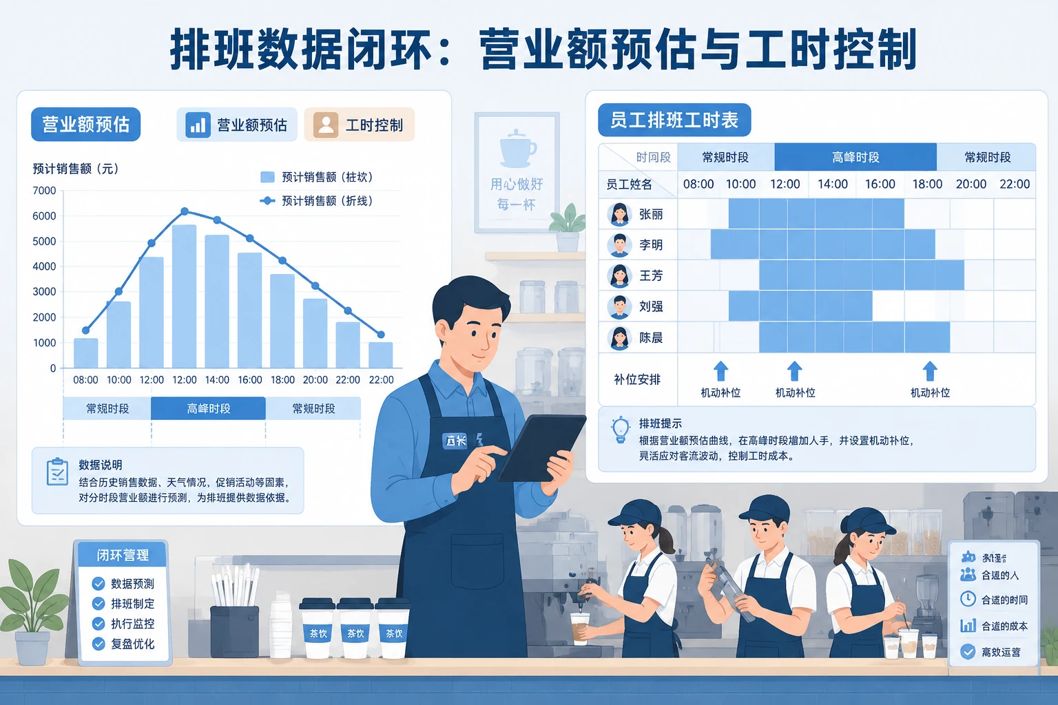 连锁茶饮店长毛利包干：外卖佣金、出杯差错与人效排班联动