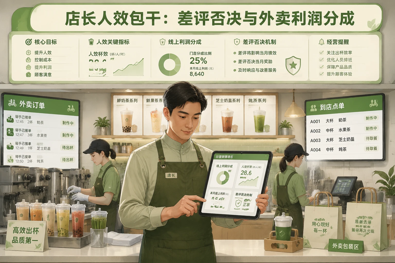 2026年连锁茶饮店长人效包干：差评否决与外卖利润分成