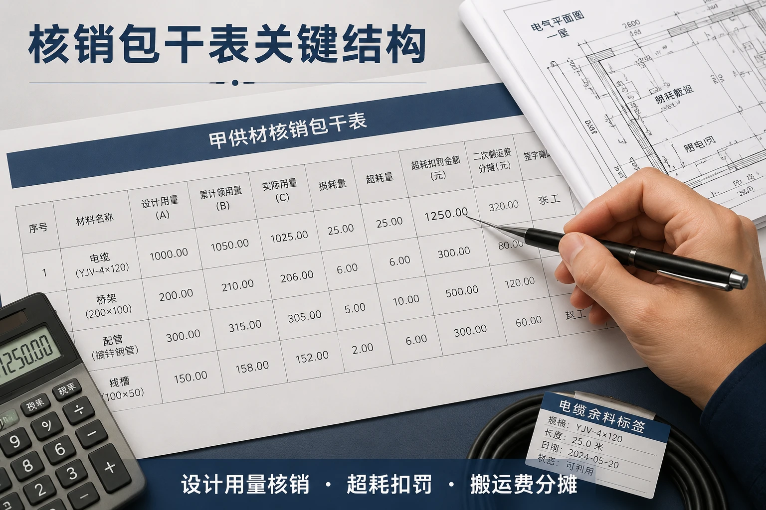 光伏分包甲供材核销包干表：设计用量、超耗扣罚与搬运费管控（2026年版）
