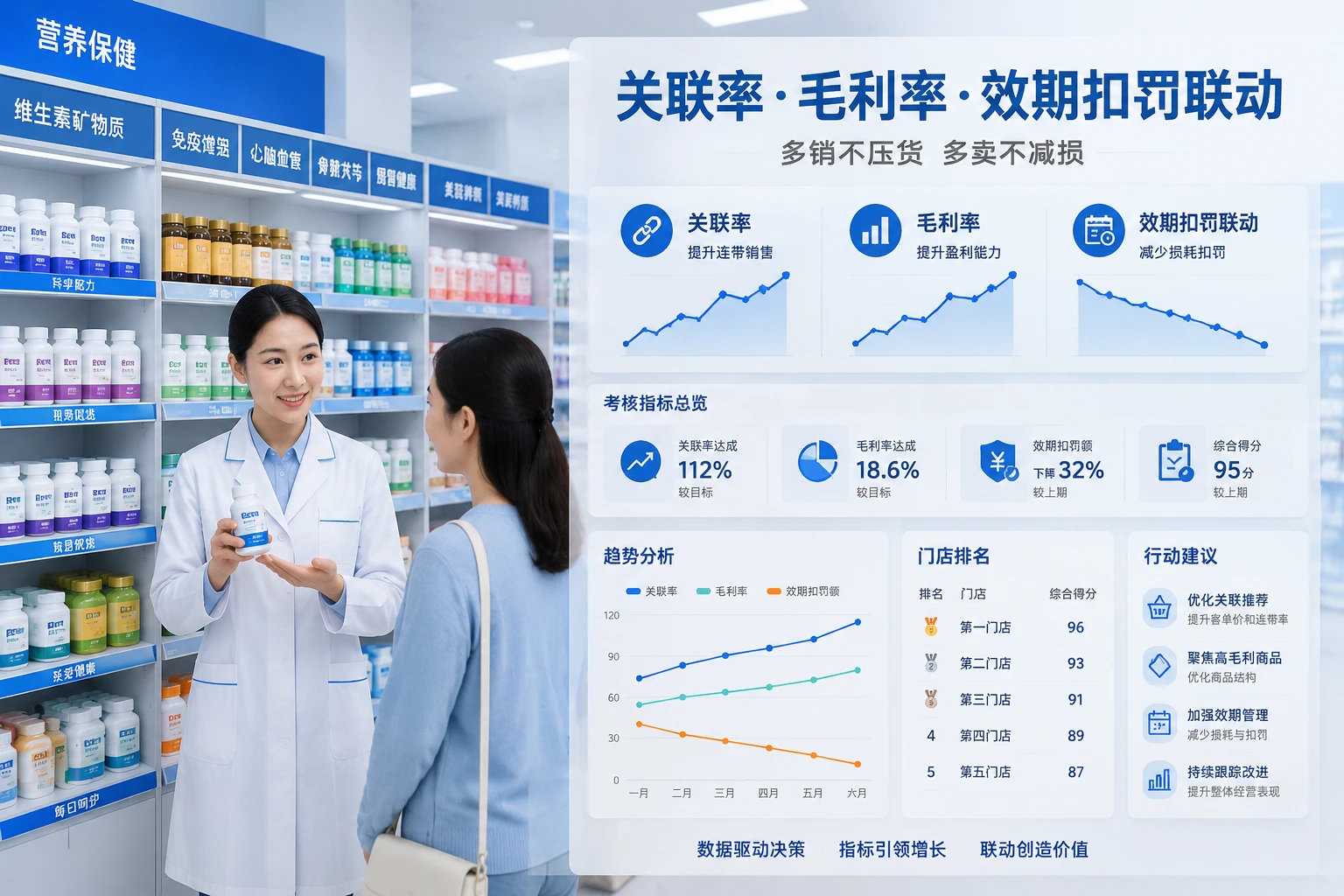 连锁药店店长营养素包干表：关联率、毛利率与效期扣罚联动
