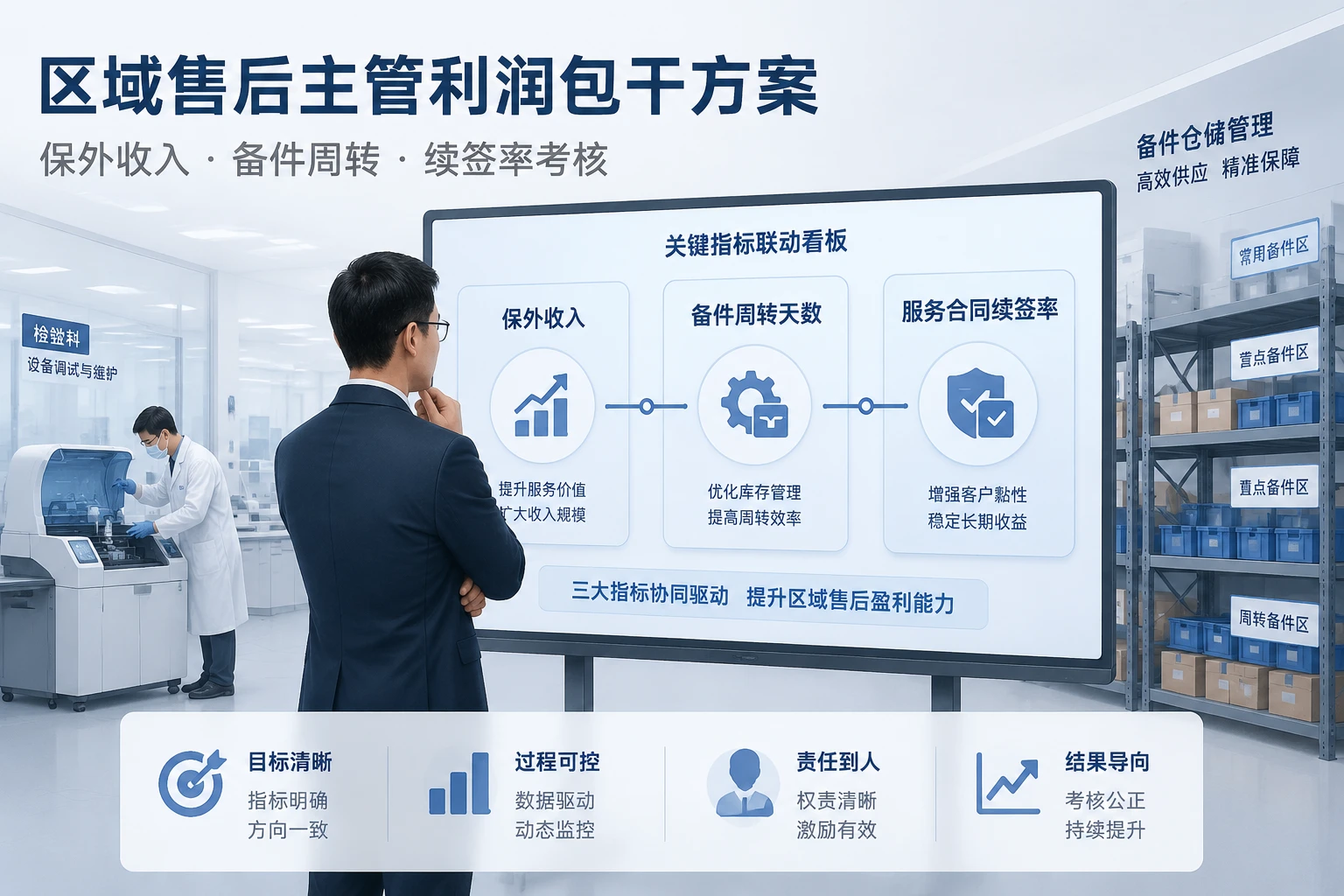 2026年IVD区域售后主管利润包干方案：保外收入、备件周转天数与续签率考核