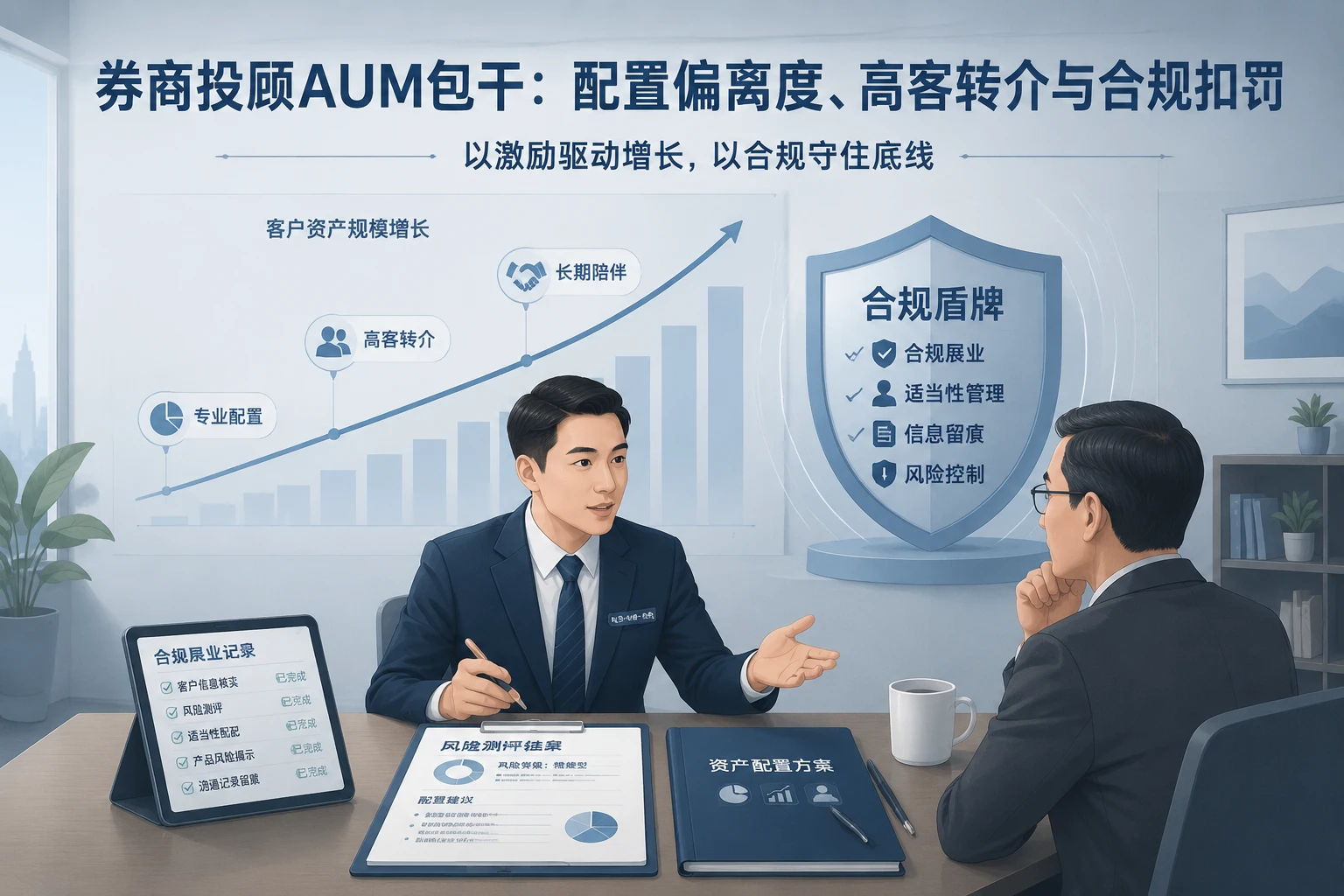 券商投顾AUM包干：配置偏离度、高客转介与合规扣罚