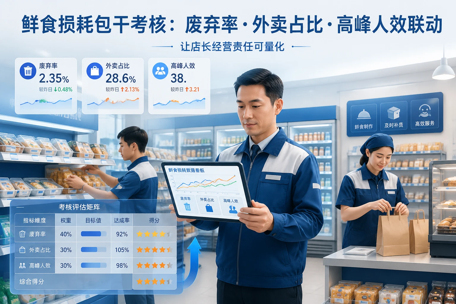 2026年连锁便利店鲜食损耗包干表：废弃率、外卖占比与高峰人效联动