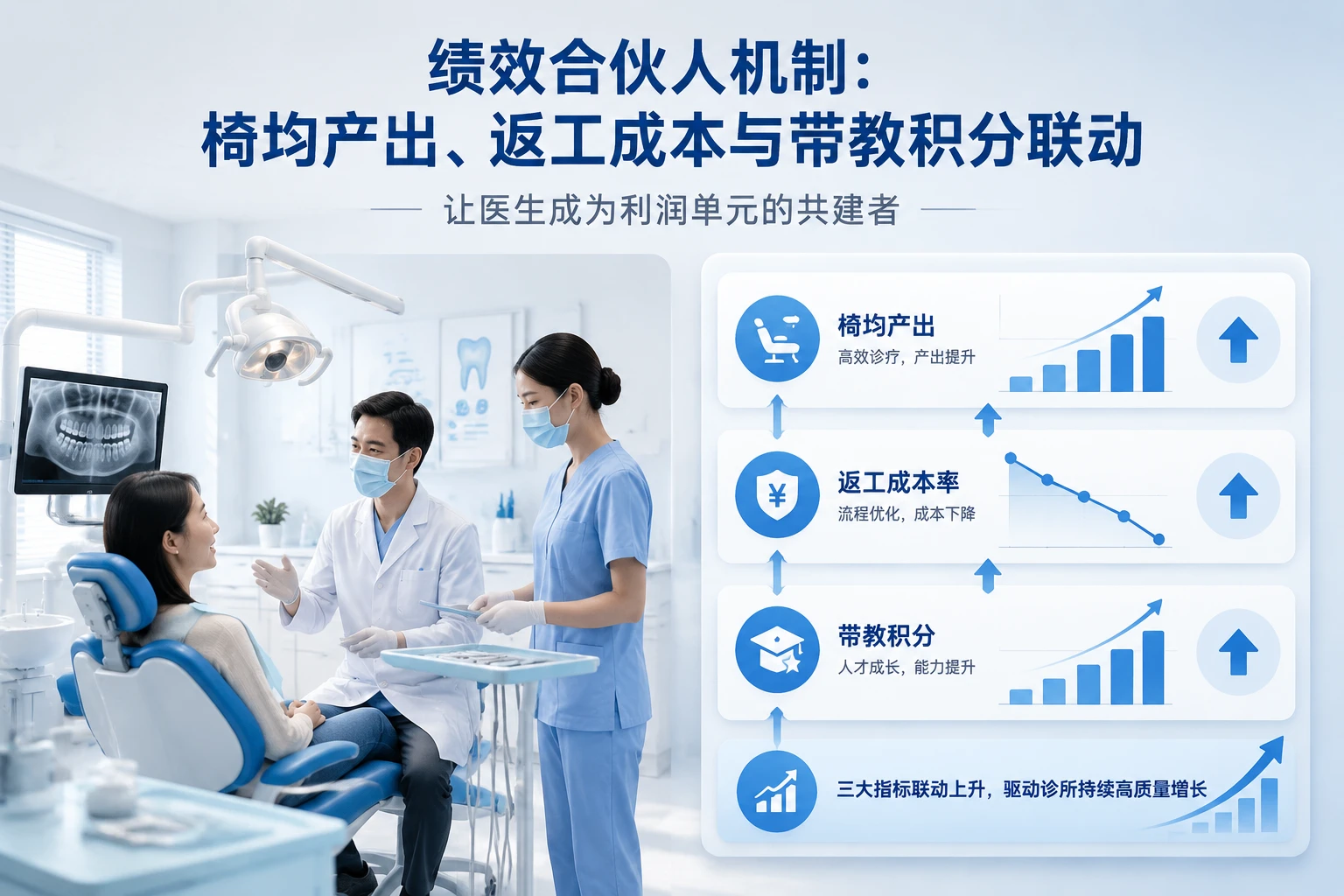 连锁口腔椅旁医生绩效合伙人机制：椅均产出、修复体返工成本与带教积分联动（2026年版）