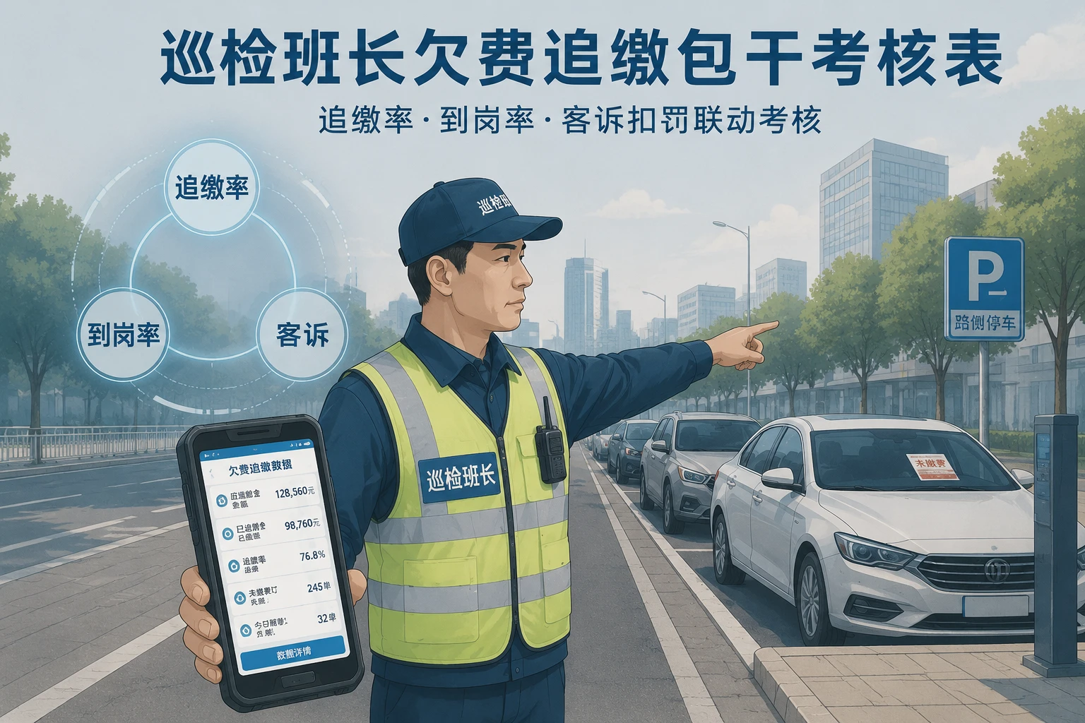 路侧停车巡检班长欠费追缴包干表：追缴率、到岗率与客诉扣罚（2026年版）