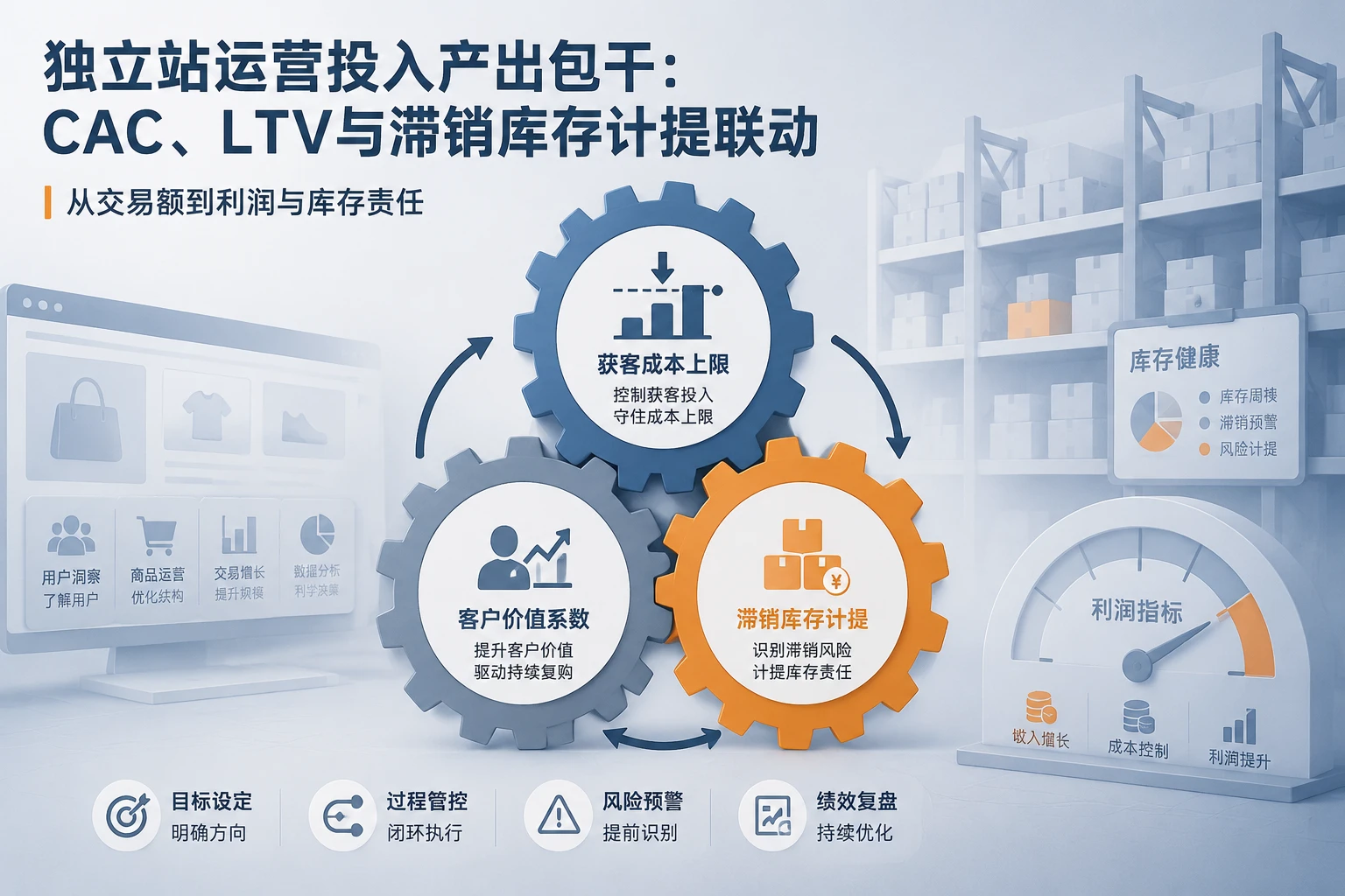 独立站运营ROI包干:CAC、LTV与滞销库存计提联动