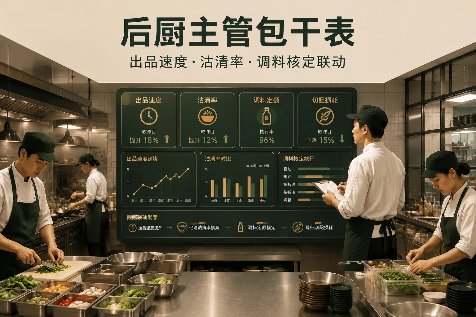 2026年连锁中餐后厨主管包干表：出品速度、沽清率、调料核定联动
