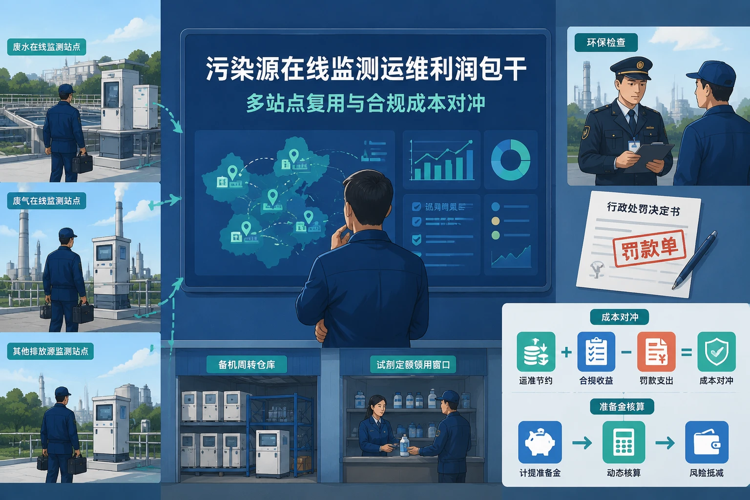 污染源在线监测区域运维利润包干：多站点复用与合规成本对冲