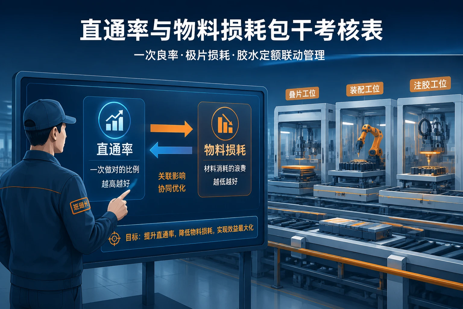 2026年动力电池Pack线班组长直通率与物料损耗包干考核表