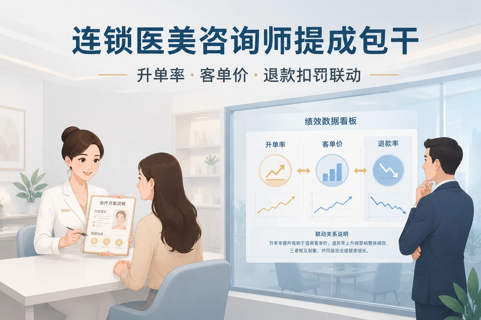 连锁医美咨询师提成包干：升单率、客单价与退款扣罚联动（2026年版）