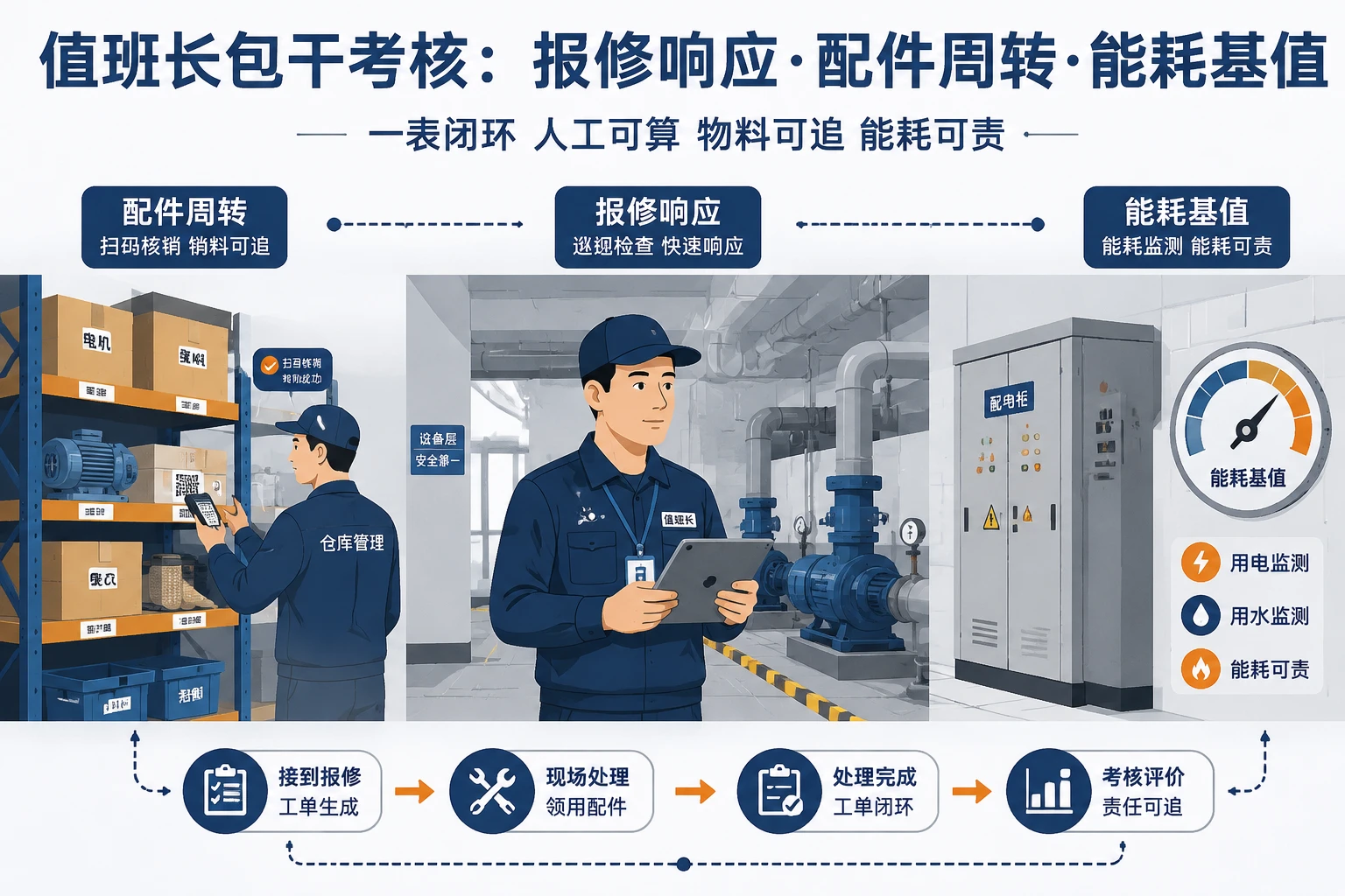 商业综合体值班长包干考核表：报修响应、配件周转与能耗基值（2026年版）