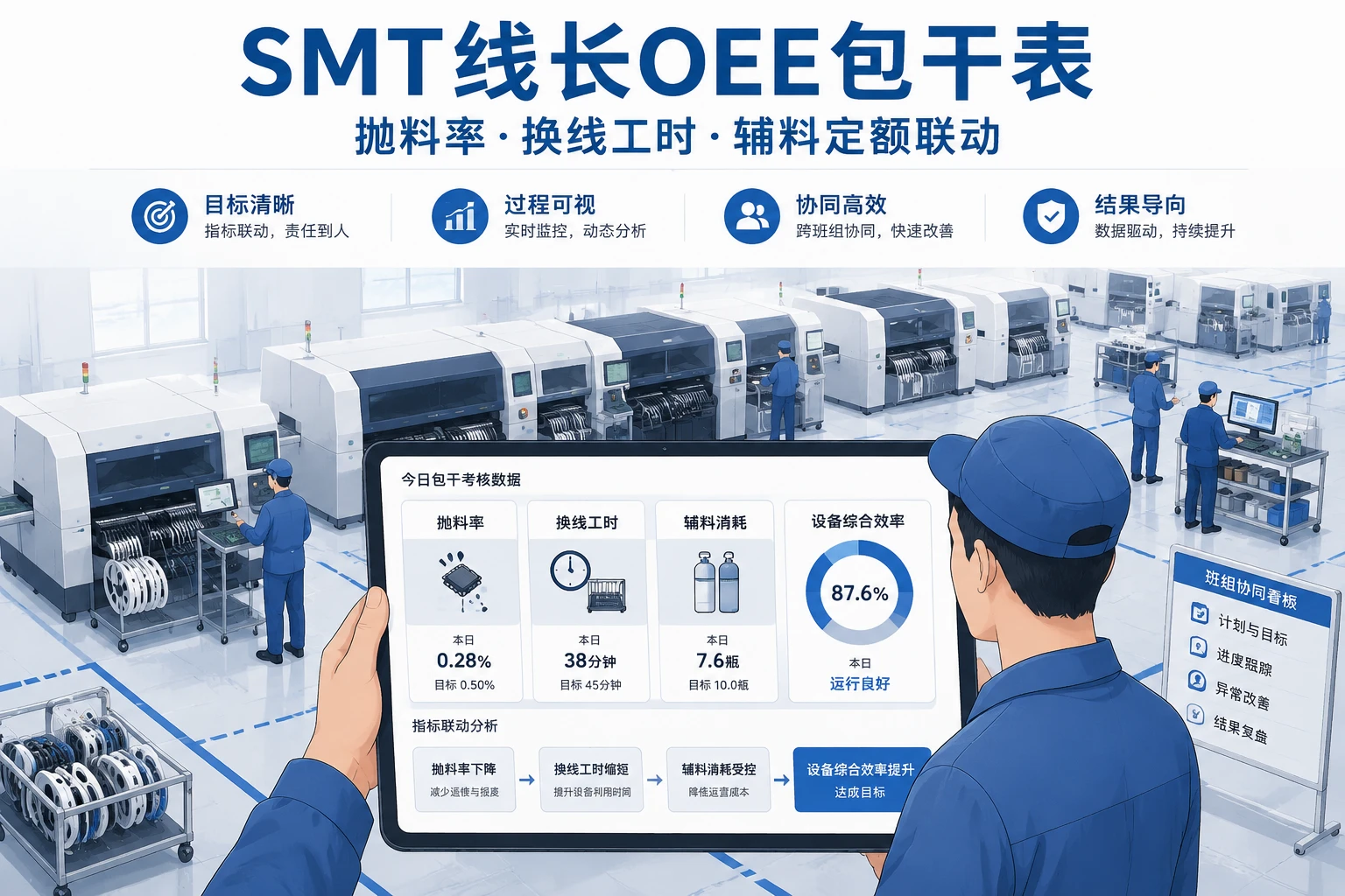 2026年SMT线长OEE包干表:抛料率、换线工时与辅料定额联动