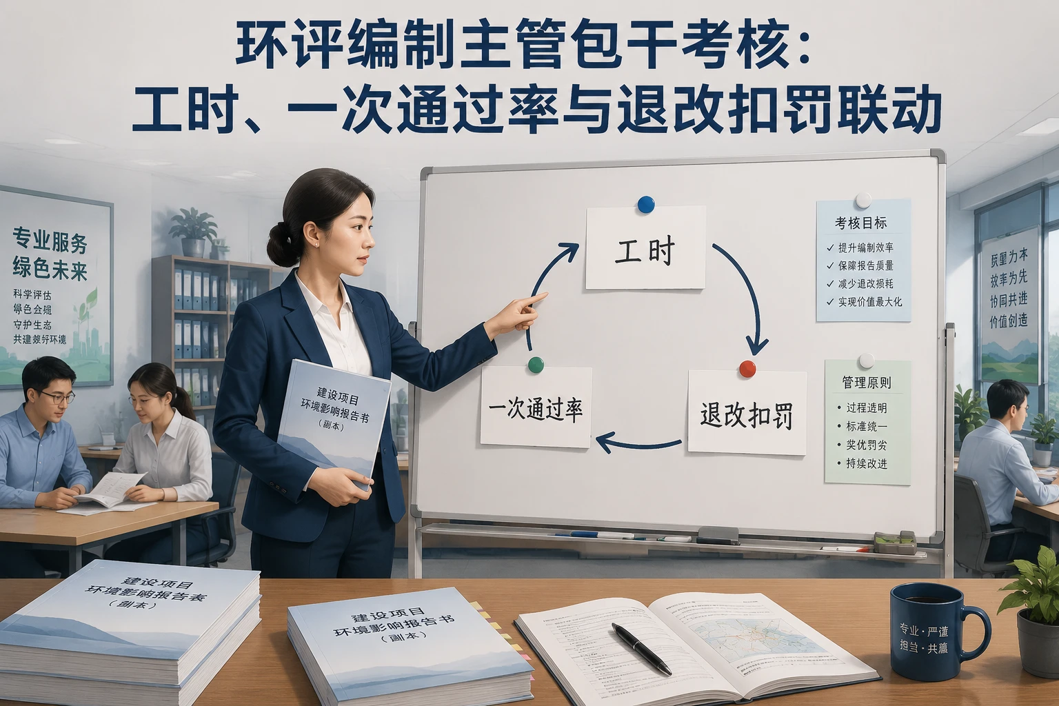 环评编制主管包干考核:工时、一次通过率与退改扣罚联动