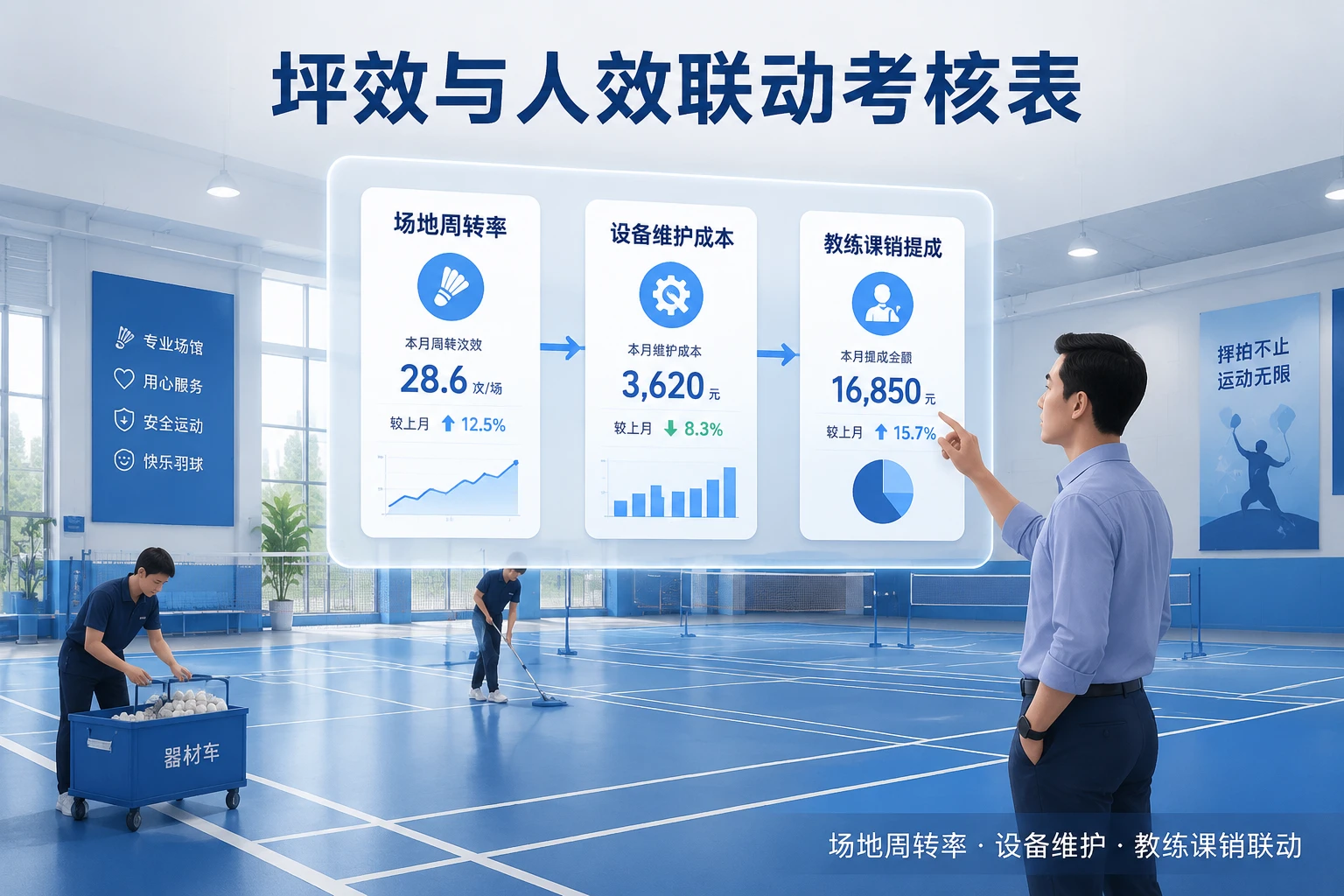 2026年连锁羽毛球馆经理包干考核表：场地周转率、设备维护与教练课销联动