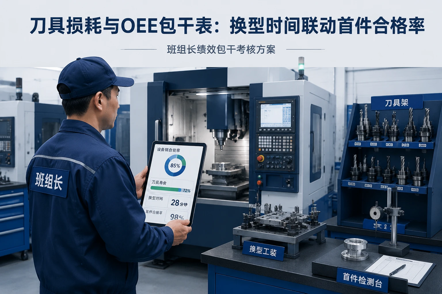 2026年CNC班组长刀具损耗与OEE包干表：换型时间联动首件合格率