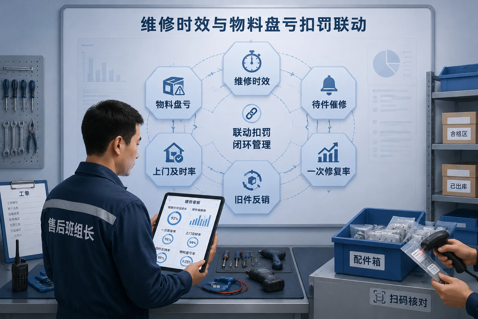 通讯设备售后班长包干表：主板级维修时效与物料盘亏扣罚（2026年版）