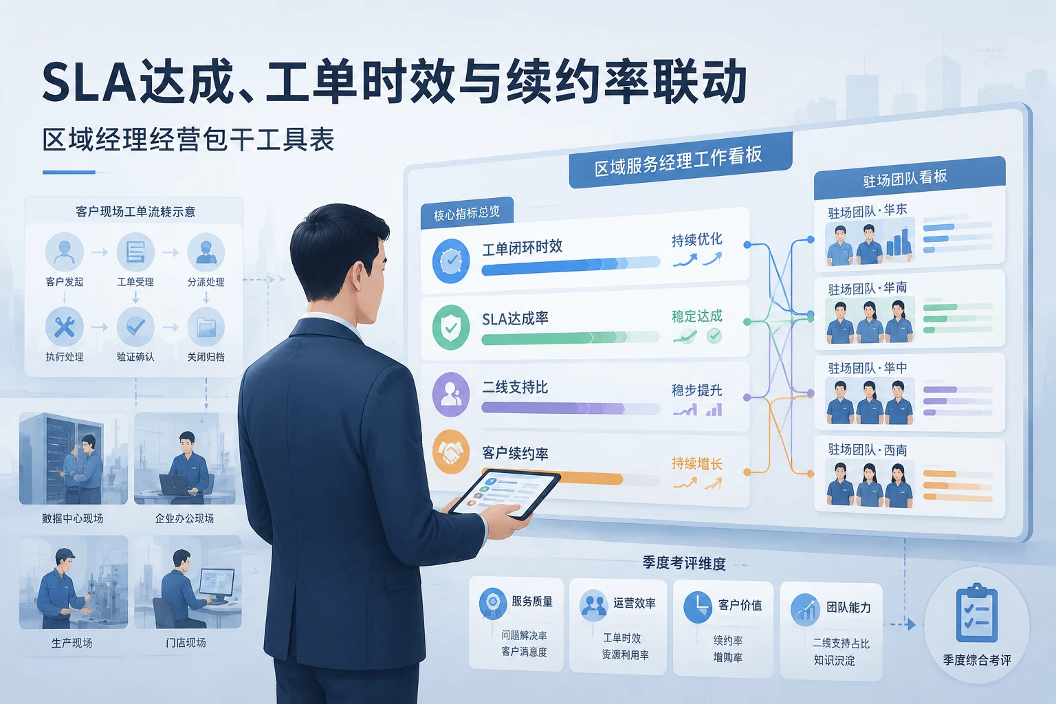 2026年IT运维区域经理包干工具表：SLA达成、工单时效与续约率联动