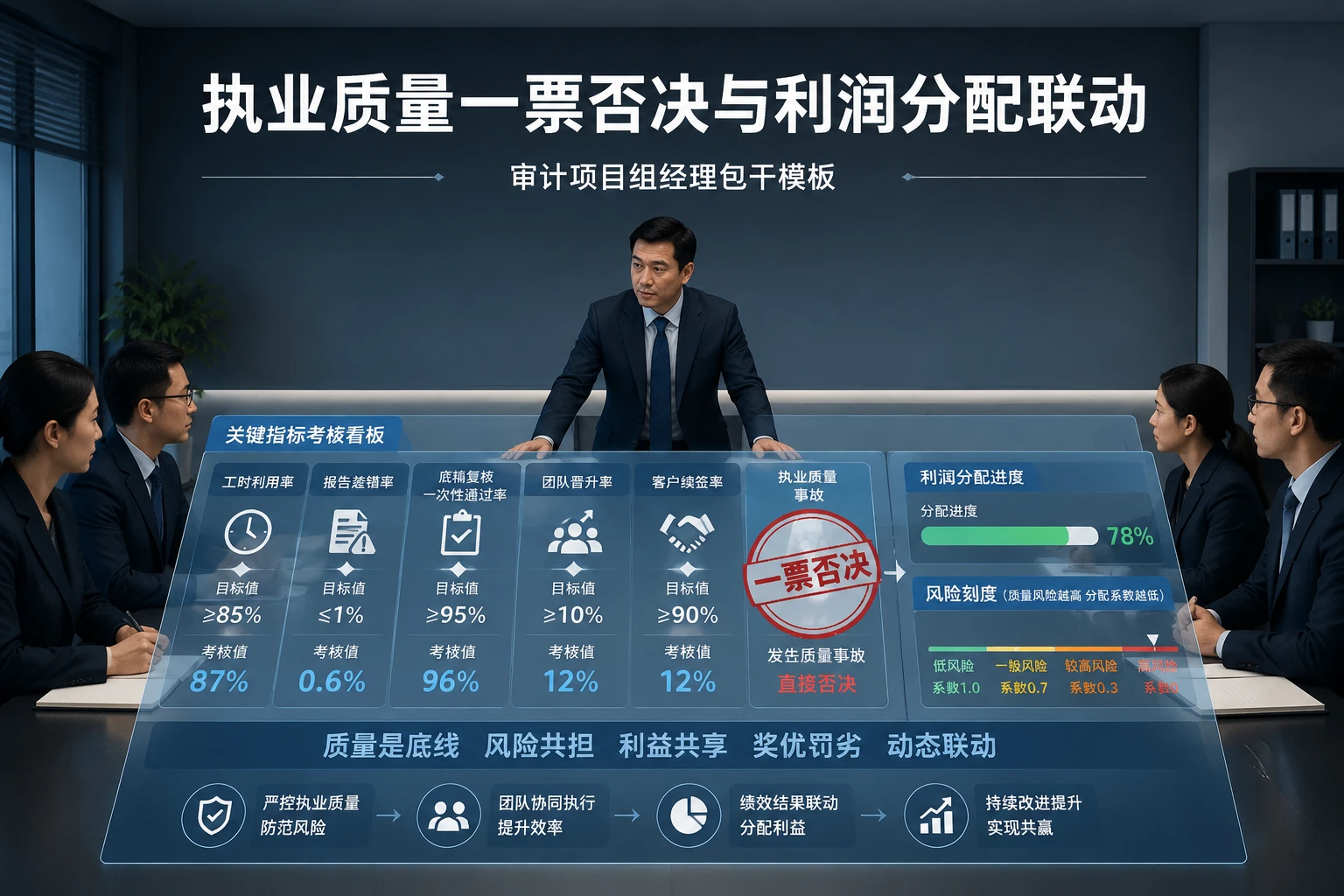 2026年审计项目组经理包干模板:执业质量一票否决与利润分配联动