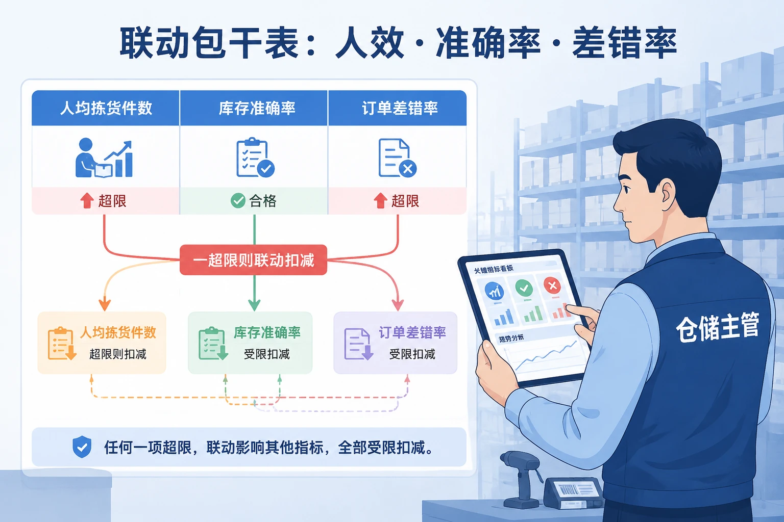 2026年跨境电商仓储主管包干表:人效、库存准确率与差错率联动