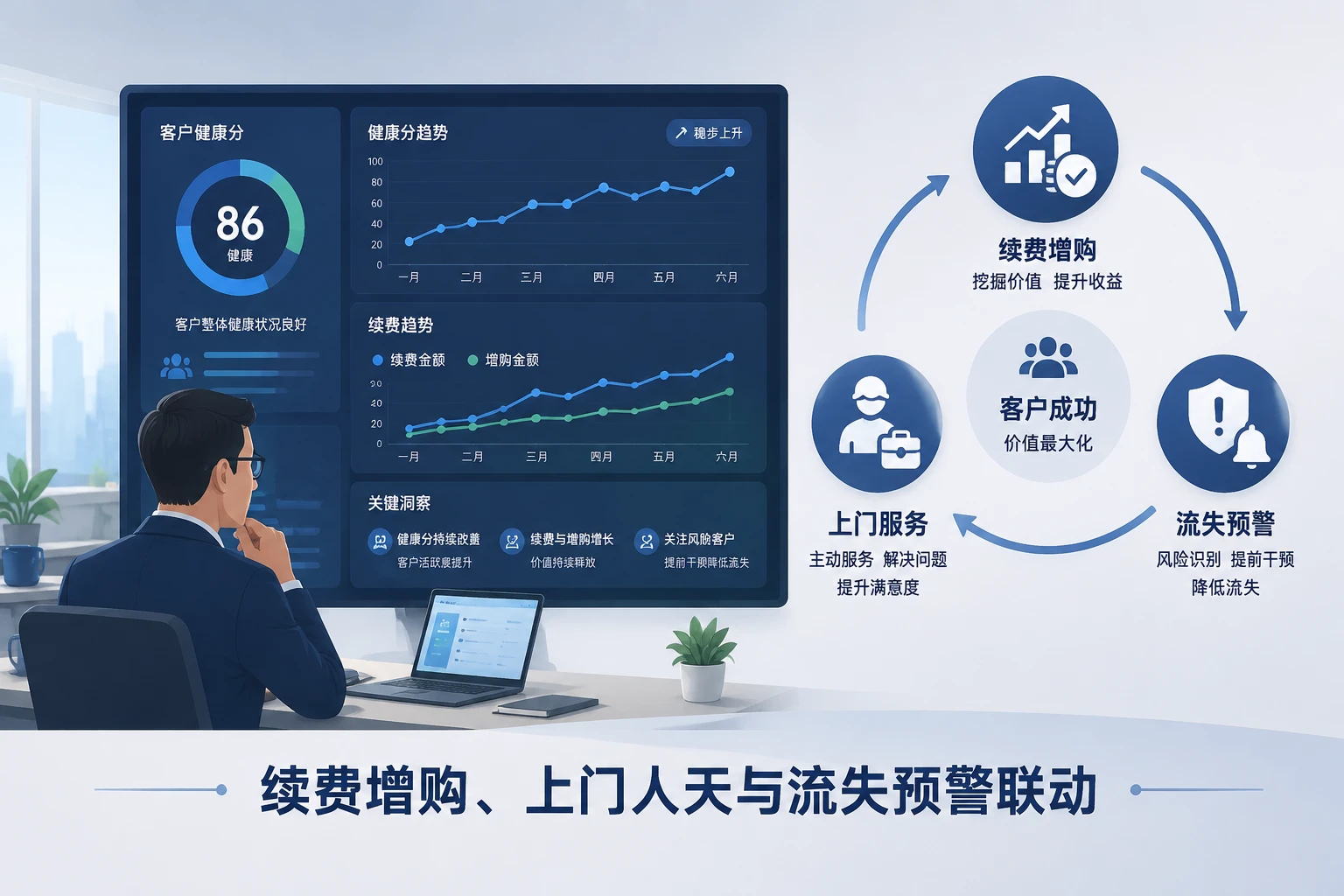 2026年客户成功季度包干表:续费增购、上门人天与流失预警联动