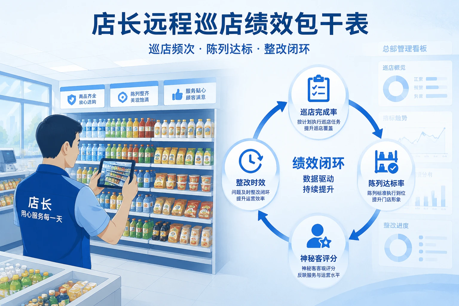 连锁便利店店长远程巡店绩效包干表：频次、陈列达标与整改闭环（2026年版）