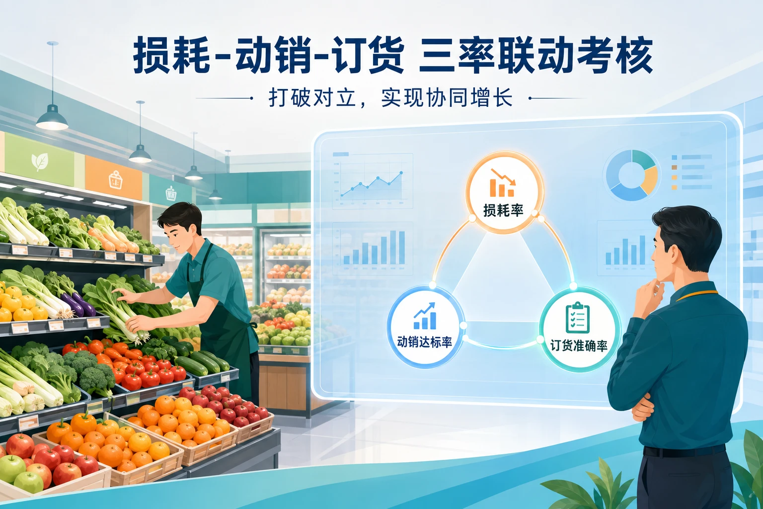 连锁生鲜品类主管绩效联动表单：损耗-动销-订货三率考核