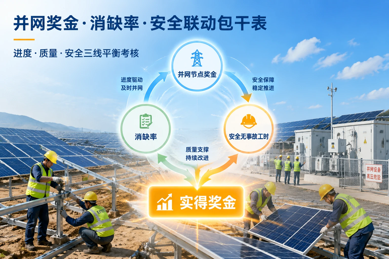 2026年光伏EPC施工班组包干表：并网奖金、消缺率与安全联动
