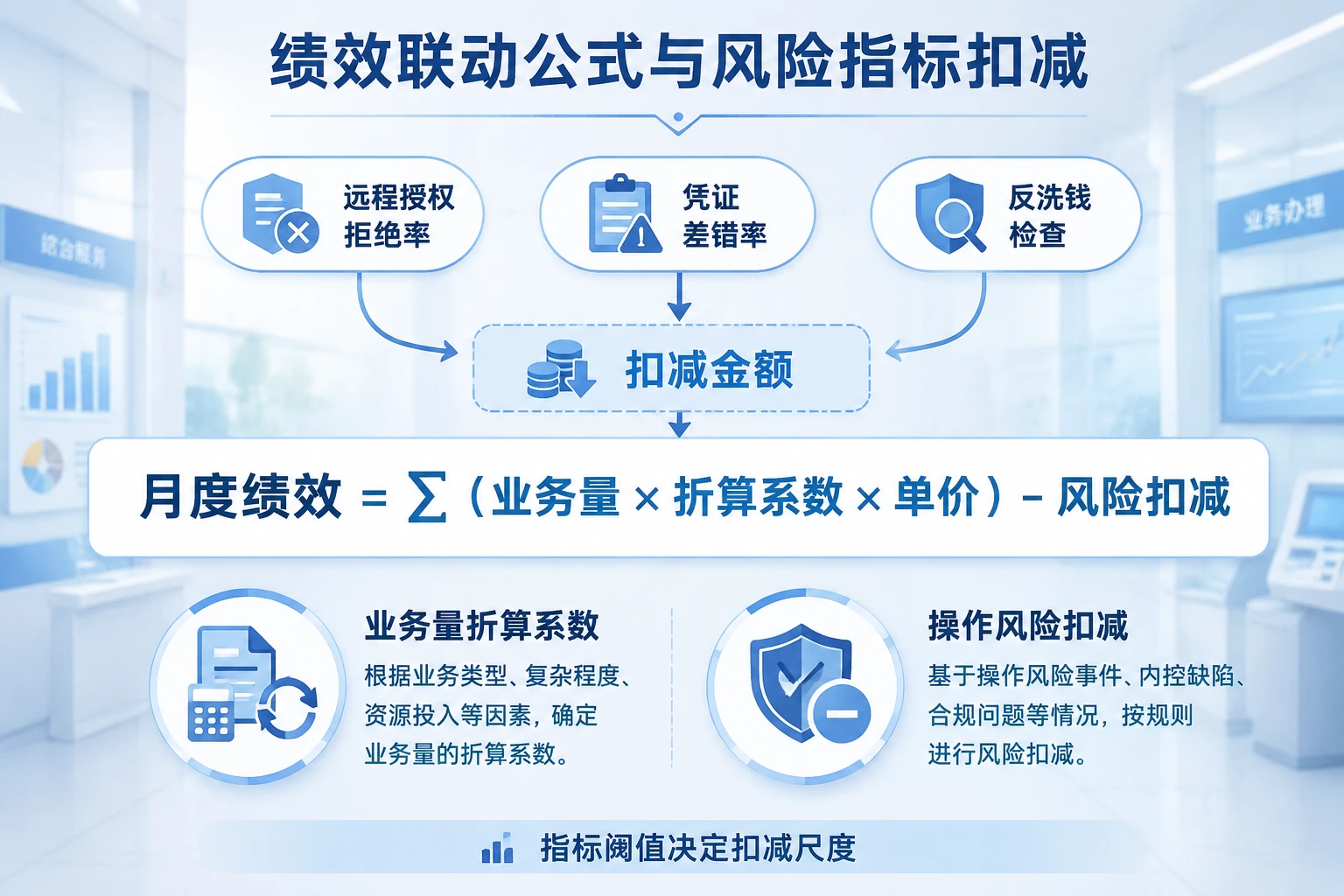 2026年业务量折算与风险扣减联动：农商行柜员计件绩效表