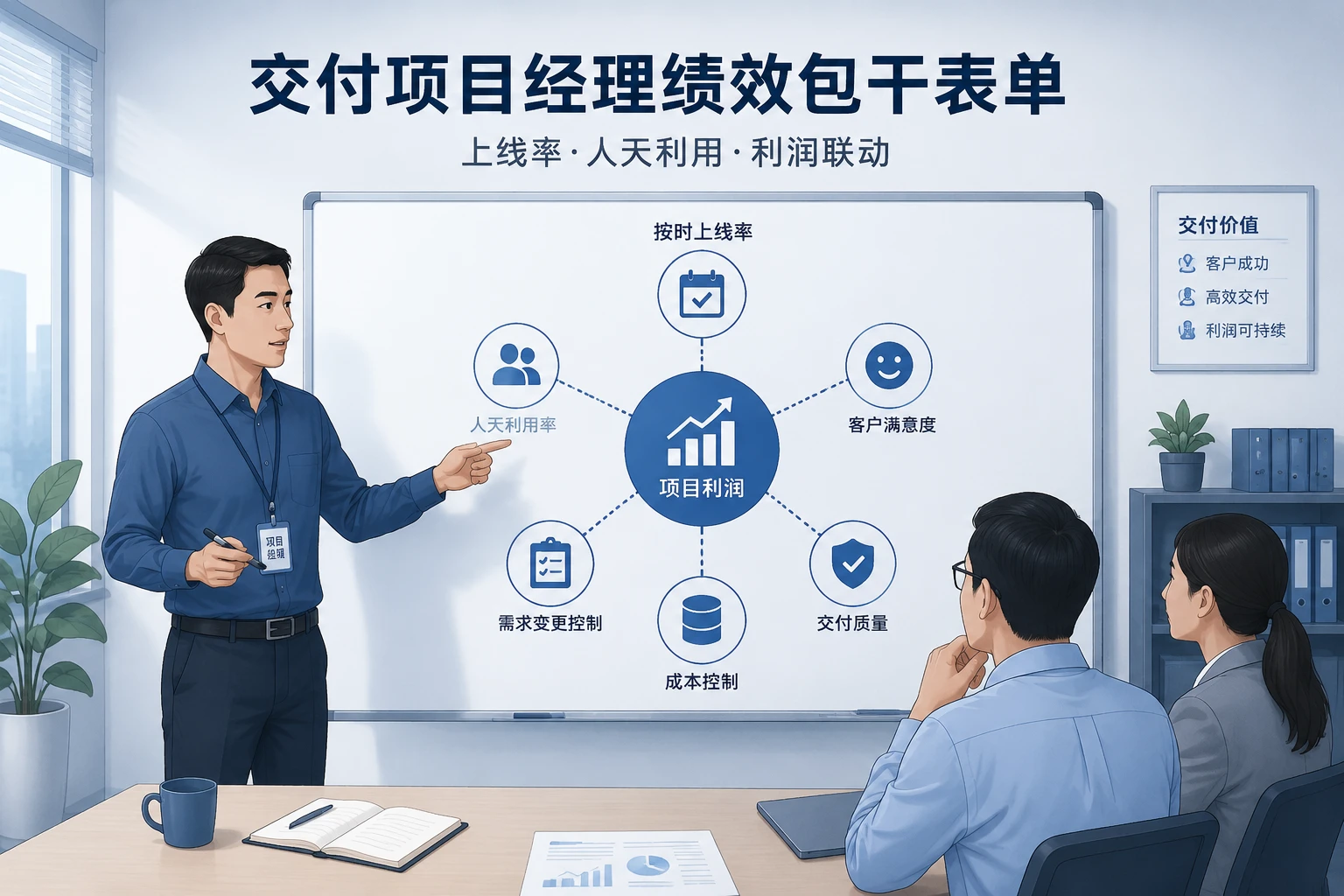 交付项目经理绩效包干表单:上线率、人天利用与利润联动