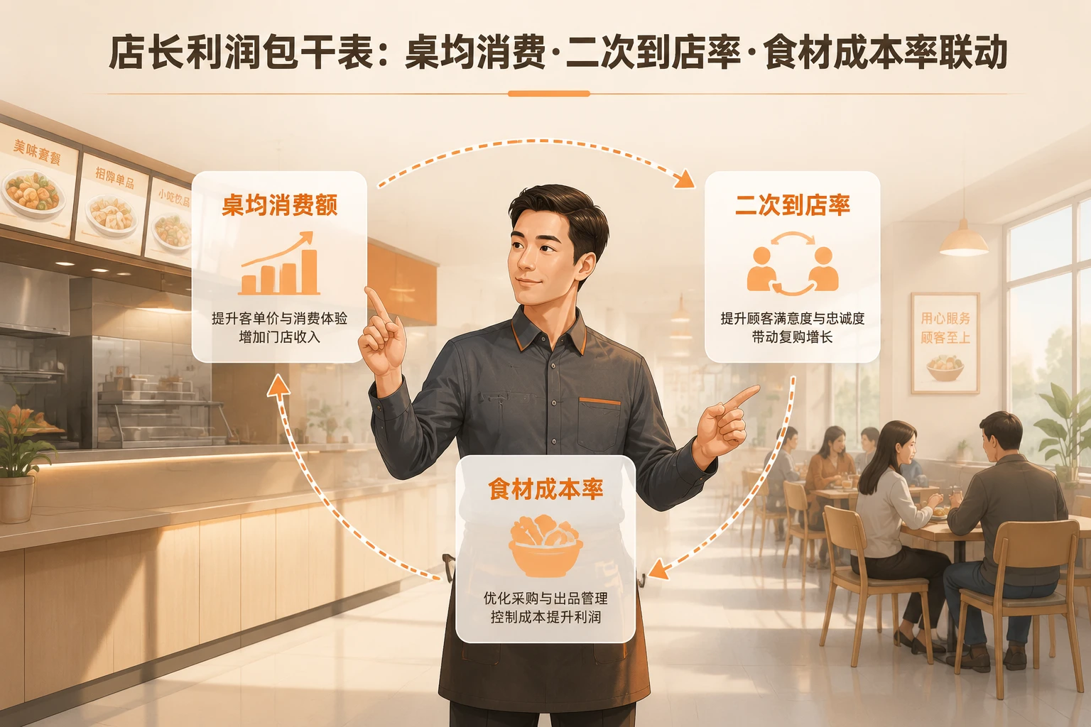 连锁快餐店长利润包干表：桌均消费、二次到店率与食材成本率联动（2026年版）