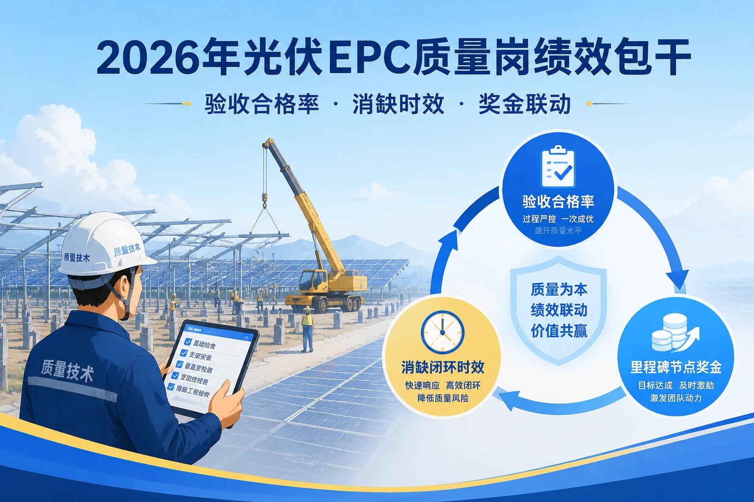 2026年光伏EPC质量岗绩效包干:验收合格率、消缺时效与奖金联动