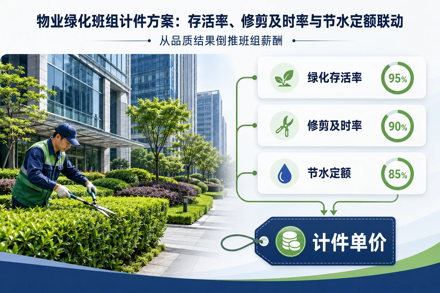 物业绿化班组计件方案：存活率、修剪及时率与节水定额联动（2026年版）