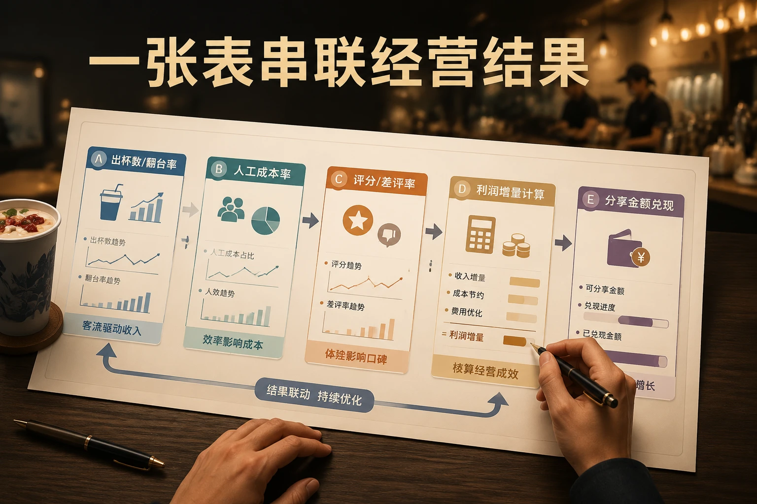 茶饮店长经营包干考核表:利润增量、人效与评分联动
