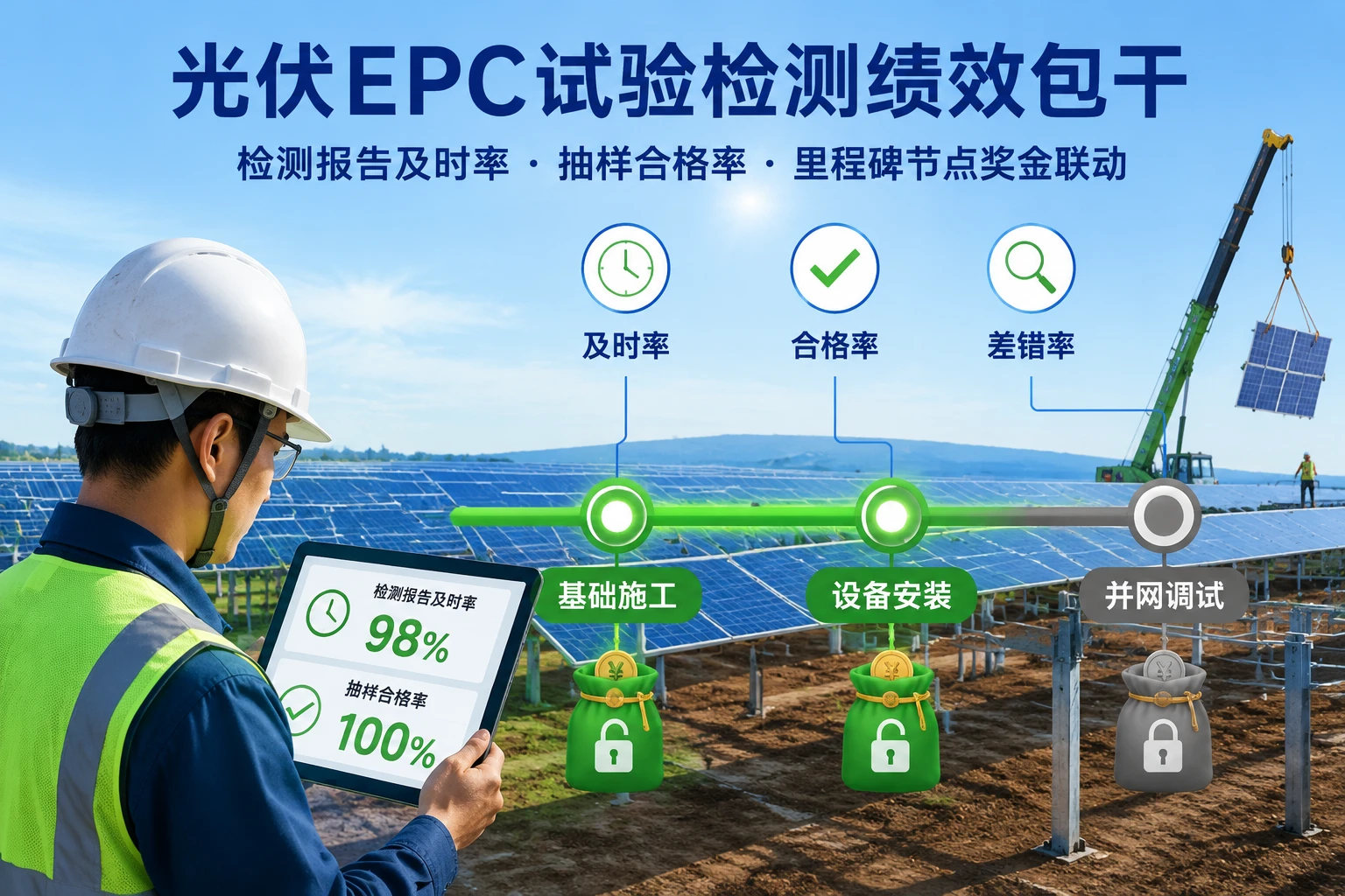 光伏EPC试验检测绩效包干:检测报告及时率、抽样合格率与里程碑联动(2026年版)