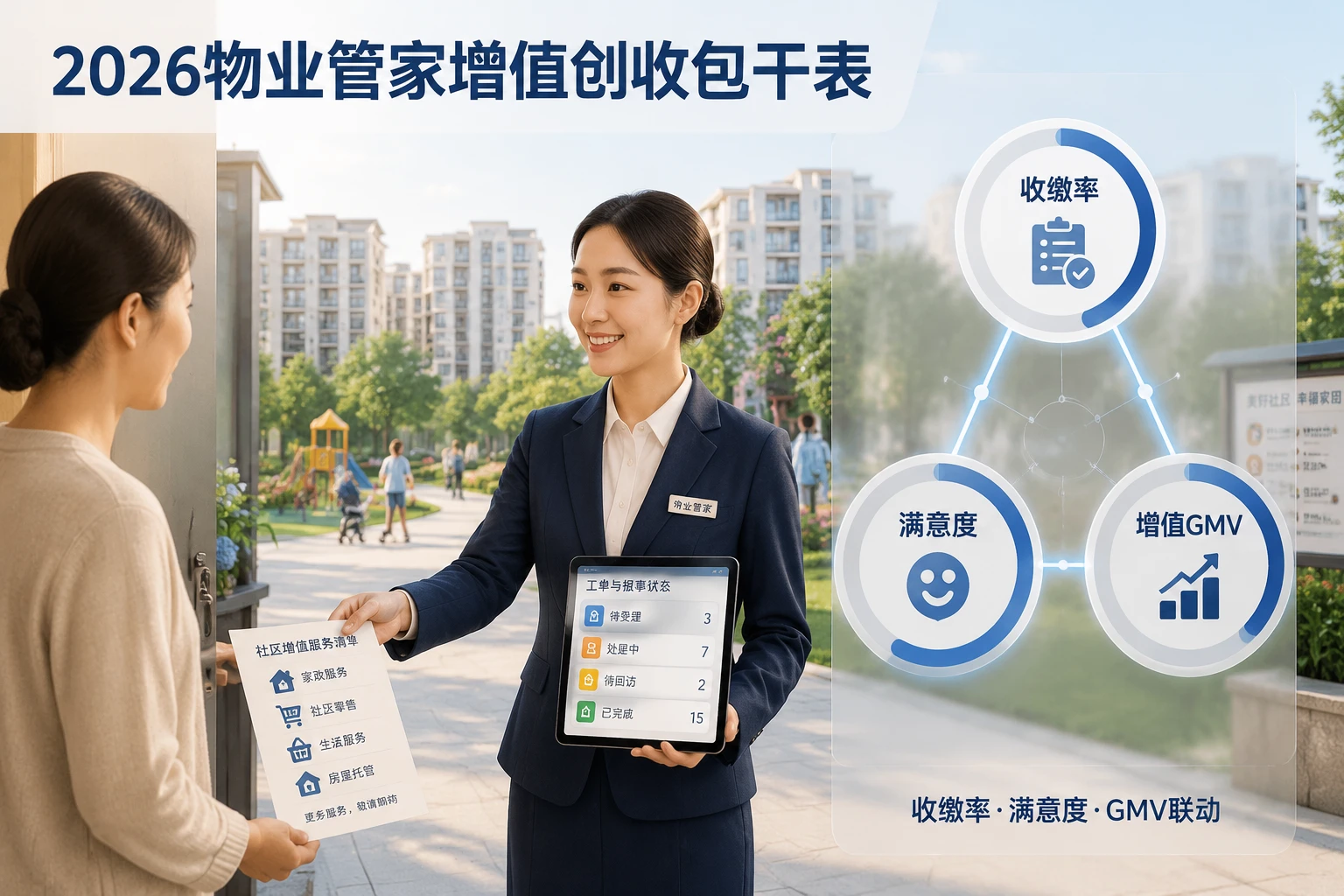 2026年物业客服管家增值创收包干表：收缴率、满意度与GMV联动