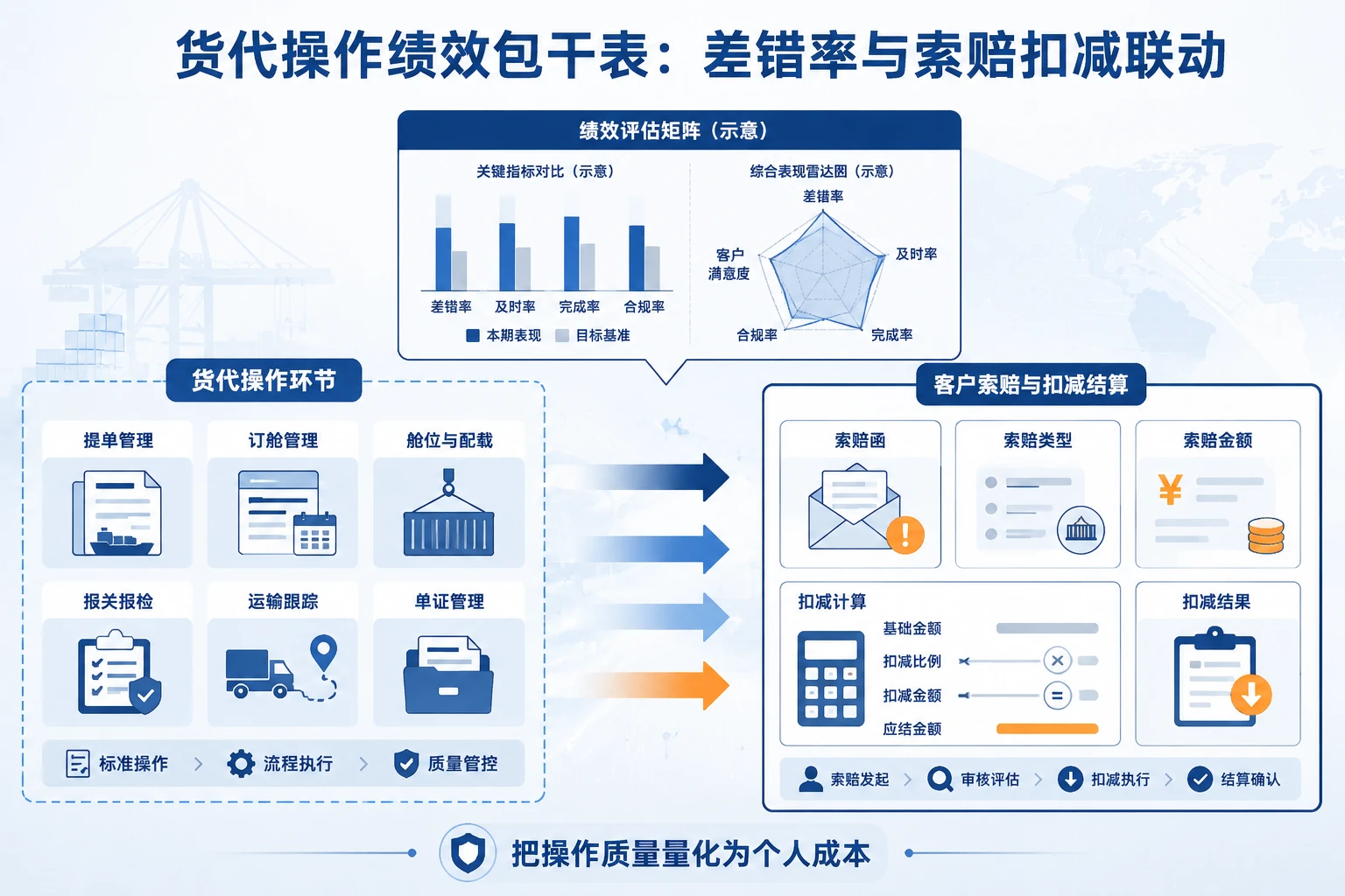 2026年跨境物流货代操作绩效包干表：单证差错率、订舱及时率与客户索赔扣减联动