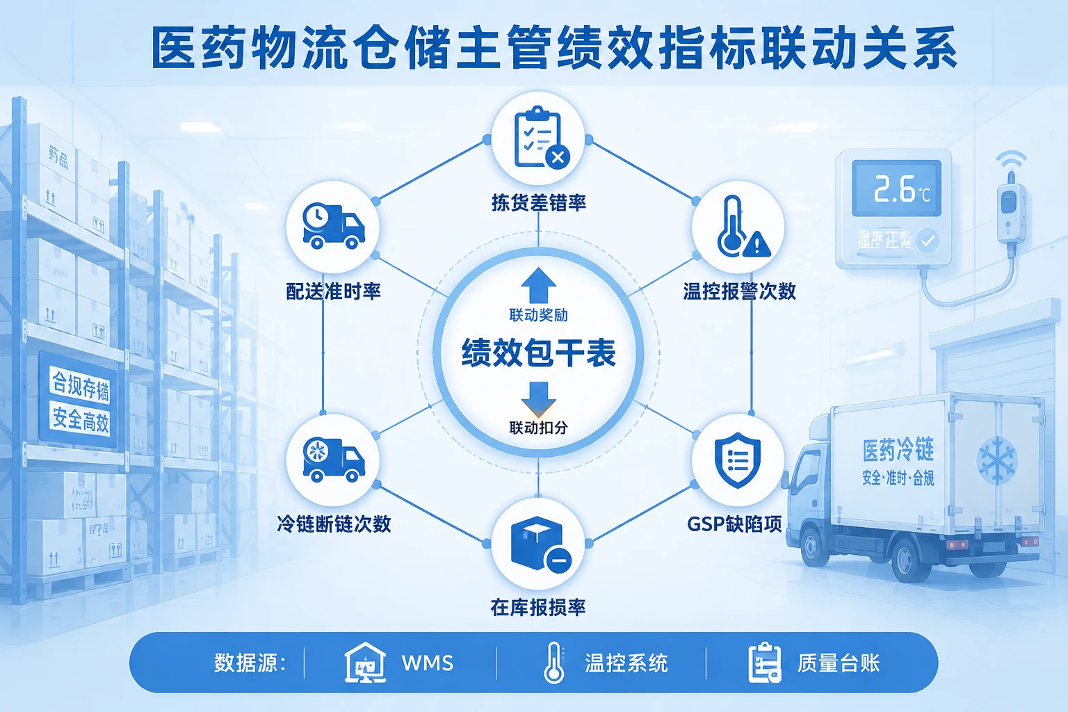 2026年医药物流仓储主管绩效考核表：差错率、温控与报损率联动