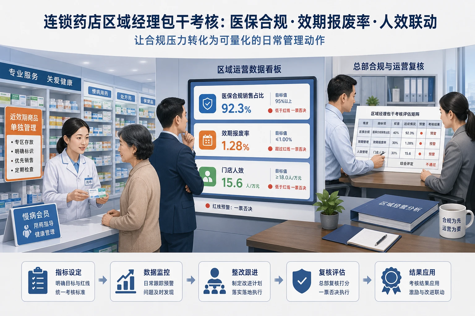 连锁药店区域经理包干考核:医保合规、效期报废率与人效联动(2026年版)