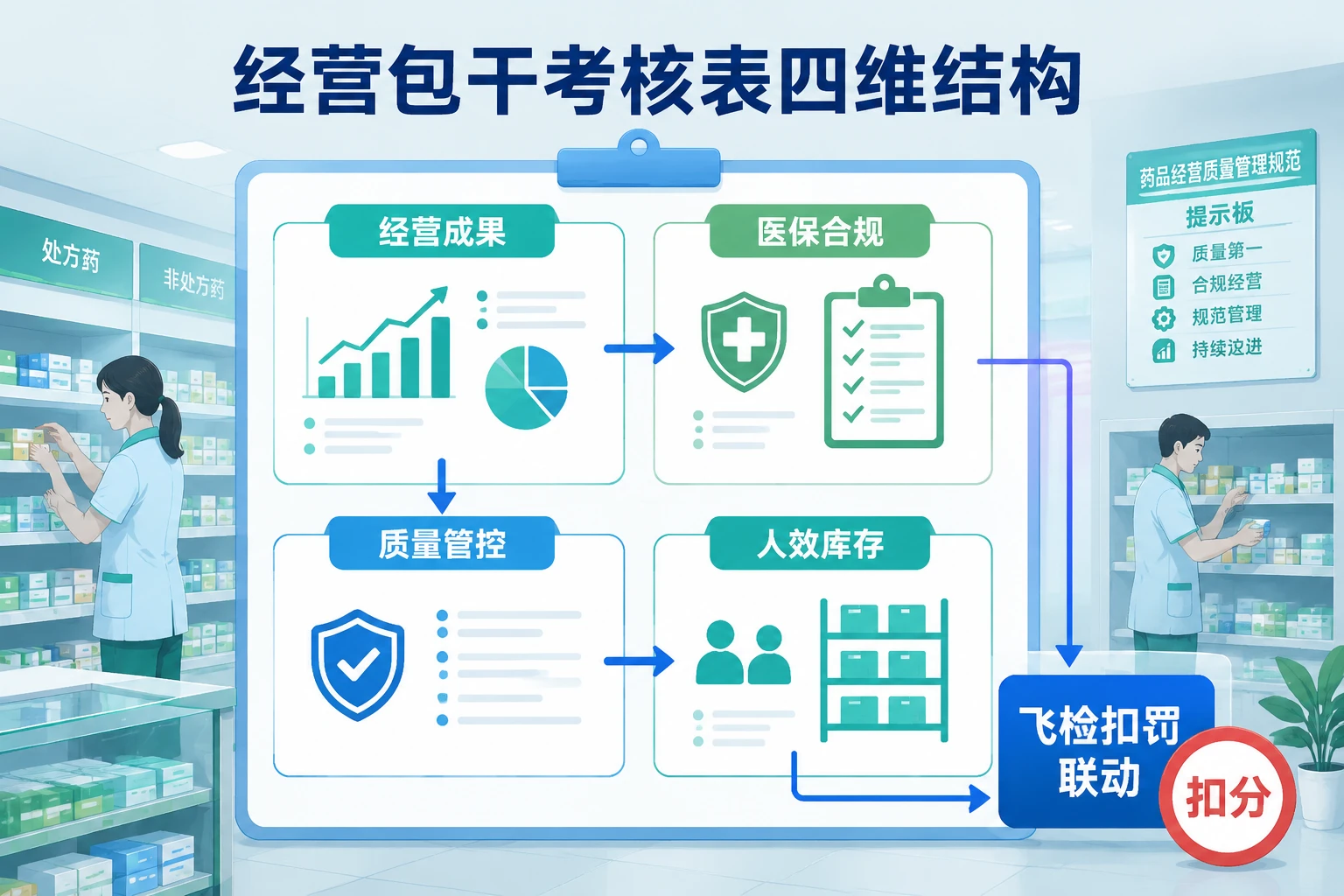 连锁药店区域经理经营包干考核表：合规指标与飞检扣分联动（2026年版）