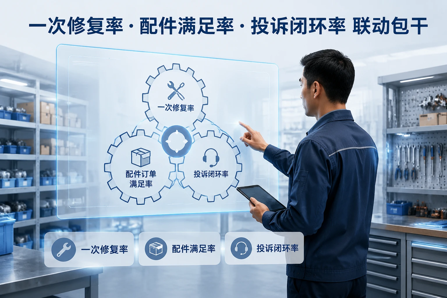 家电售后站长包干绩效表：一次修复率、配件满足率与投诉闭环指标设计