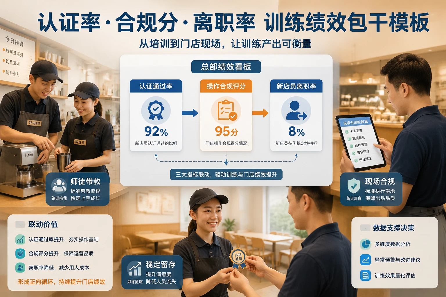 2026年连锁餐饮训练绩效包干模板:认证率、合规分与离职率联动
