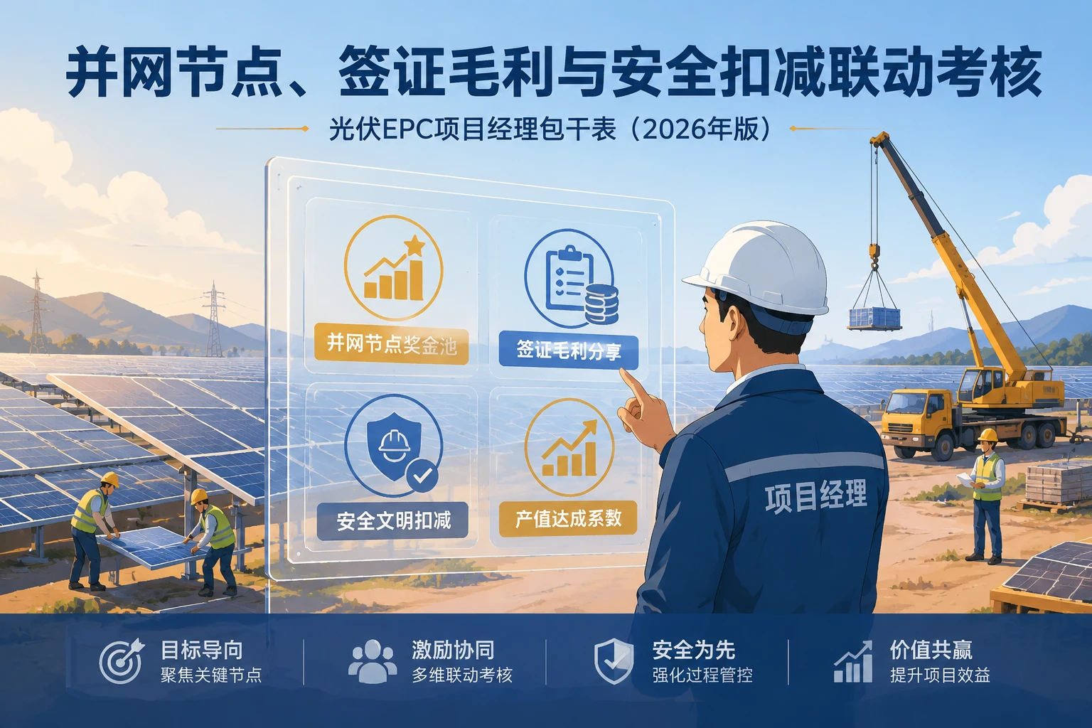 光伏EPC项目经理包干表：并网节点、签证毛利与安全扣减（2026年版）