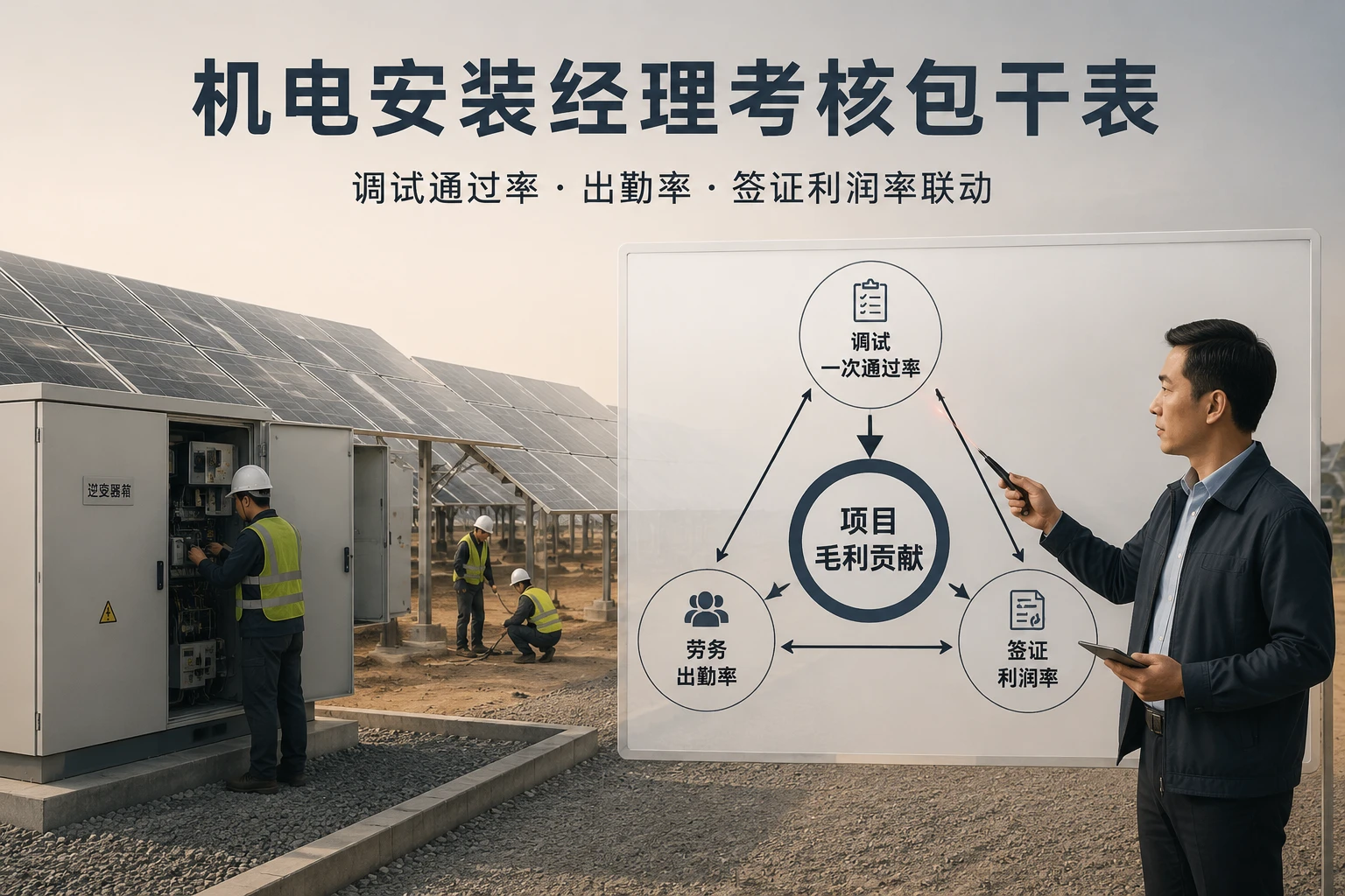 机电安装经理考核包干表：调试通过率、出勤率与签证利润率