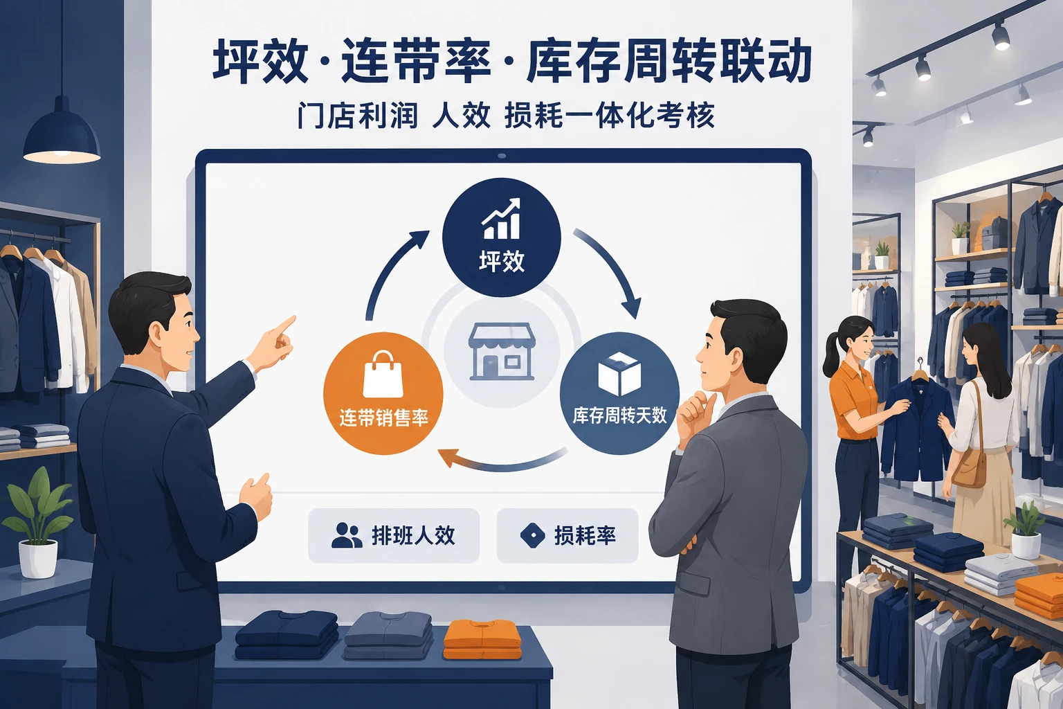 2026年连锁服饰门店店长包干表：坪效、连带率与库存周转联动